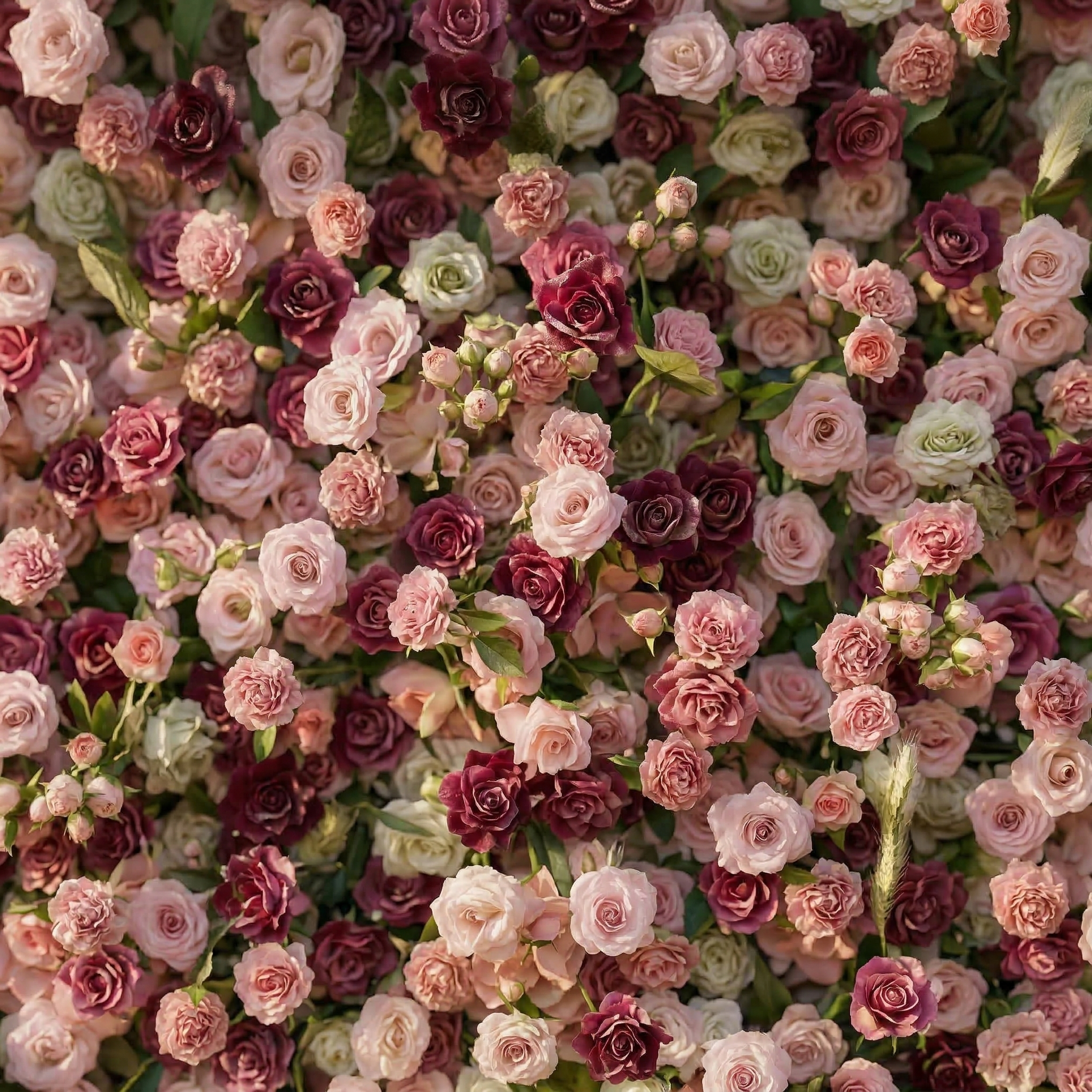 Nirex: 5D Berry & Pink Silk Rose Flower Wall Roll-Up Fabric Backdrop for Luxury Event Decor