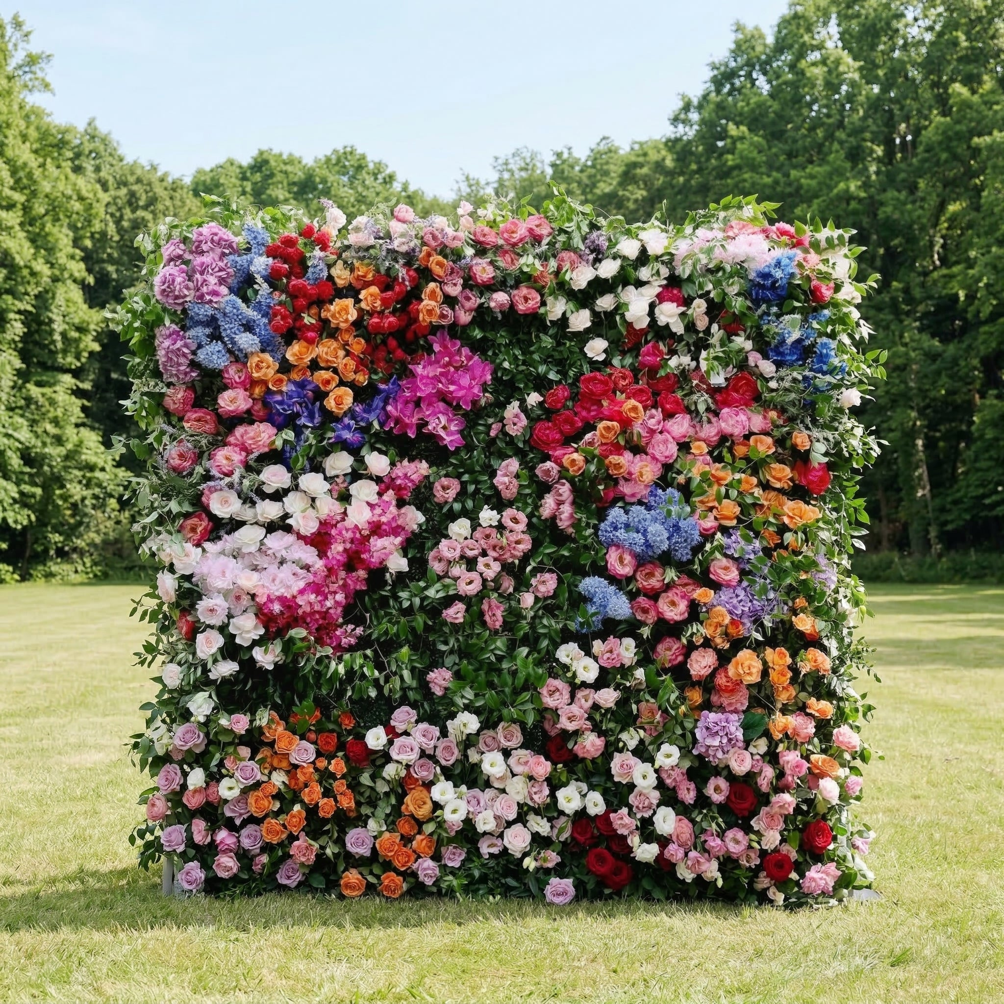 Noirae: 5D Wildflower Mix & Lush Greenery Silk Rose Flower Wall Roll-Up Fabric Backdrop for Garden Events Decor
