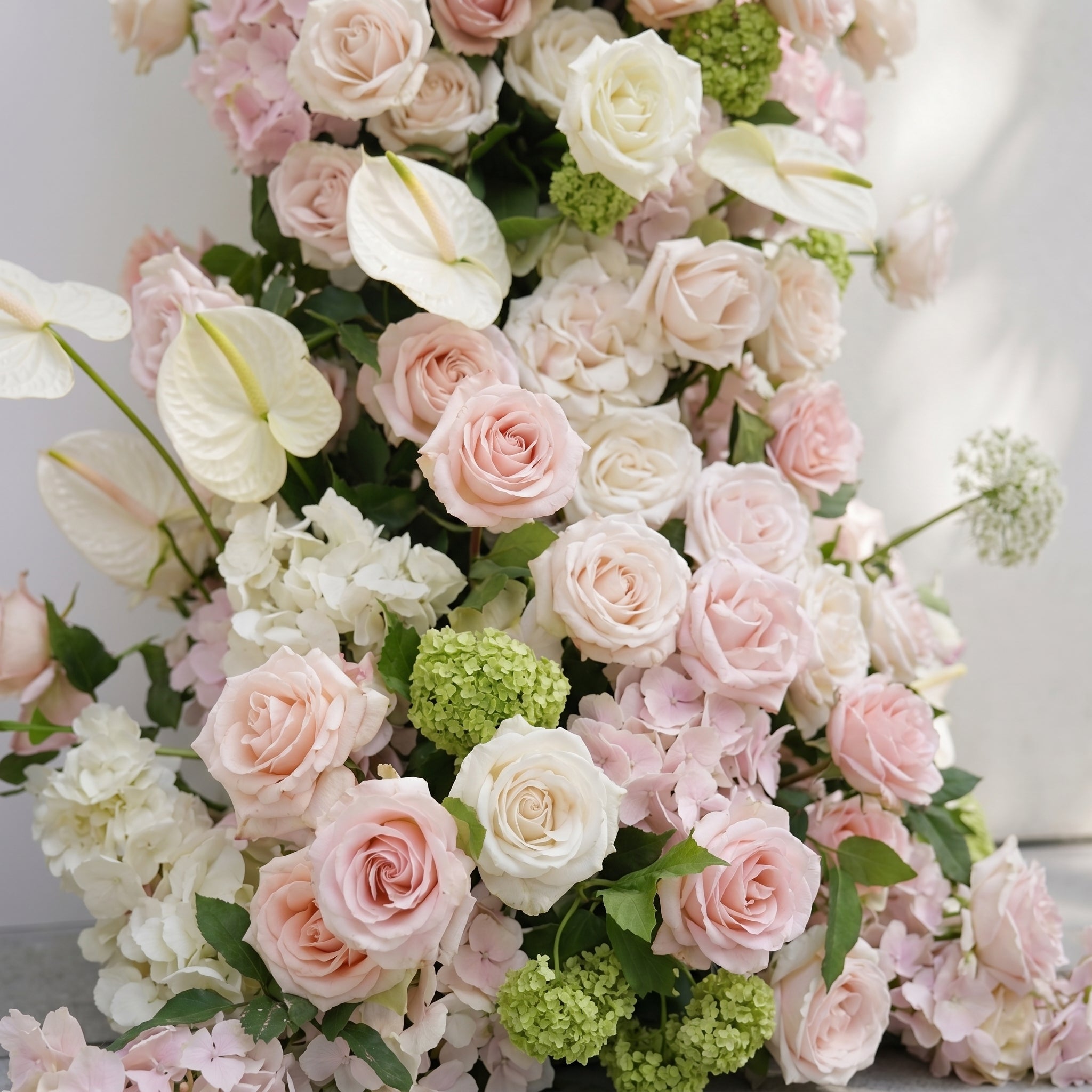 Pink White Rose Calla Lily Wedding Background Arch KT Backdrop (Excludes Frame)+Rosado Flower Runner