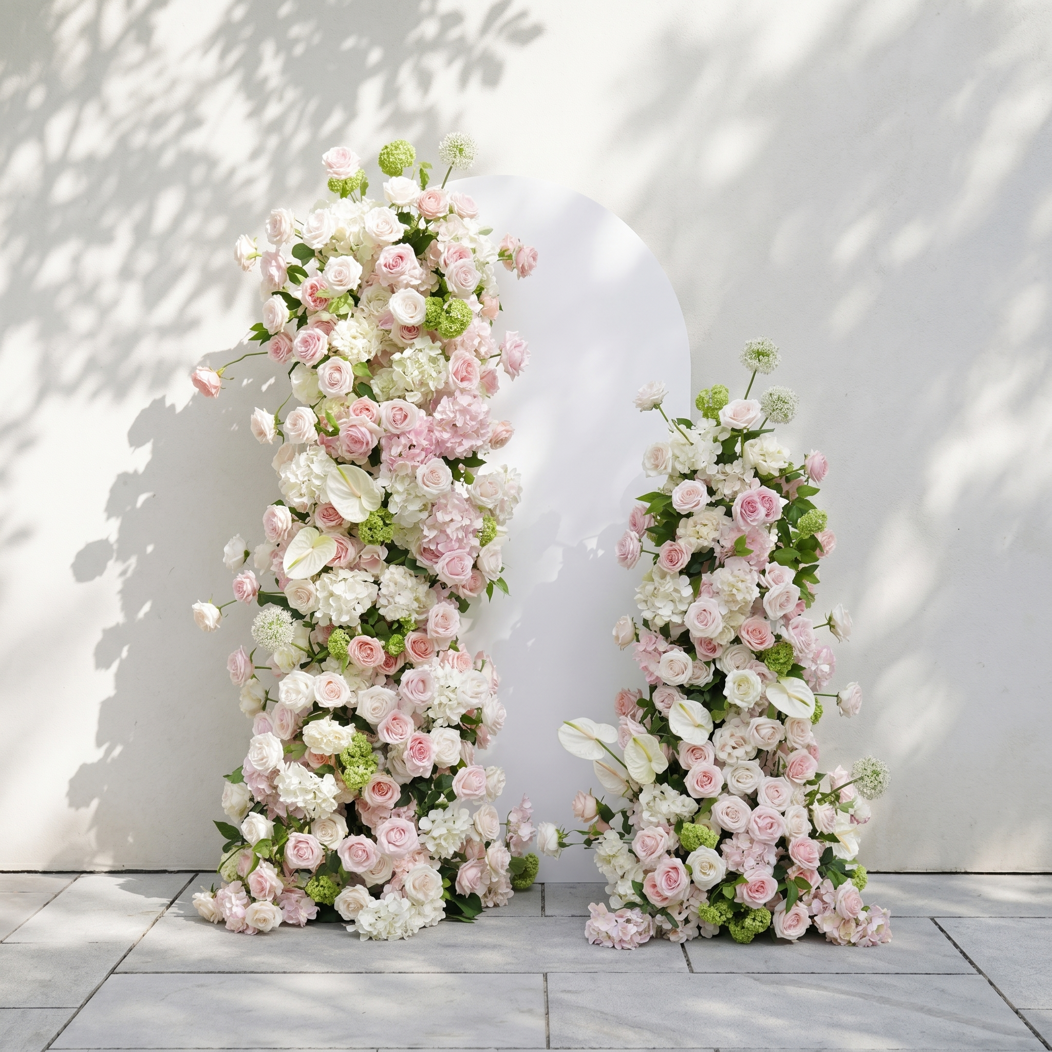 Pink White Rose Calla Lily Wedding Background Arch KT Backdrop (Excludes Frame)+Rosado Flower Runner