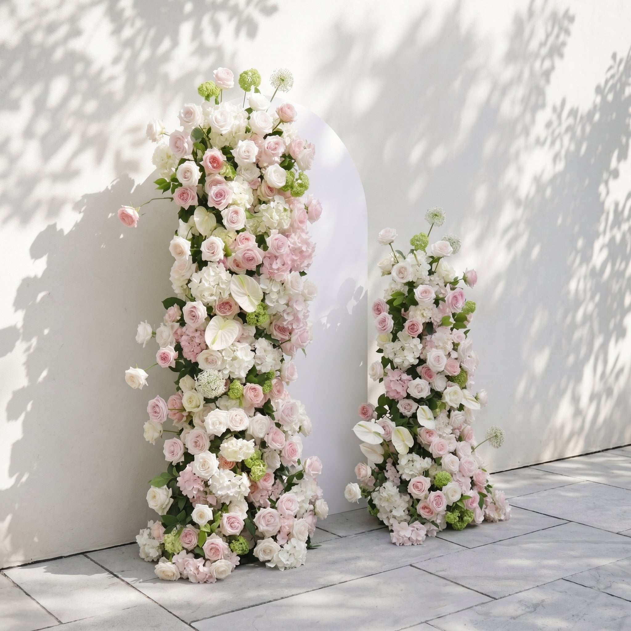 Pink White Rose Calla Lily Wedding Background Arch KT Backdrop (Excludes Frame)+Rosado Flower Runner