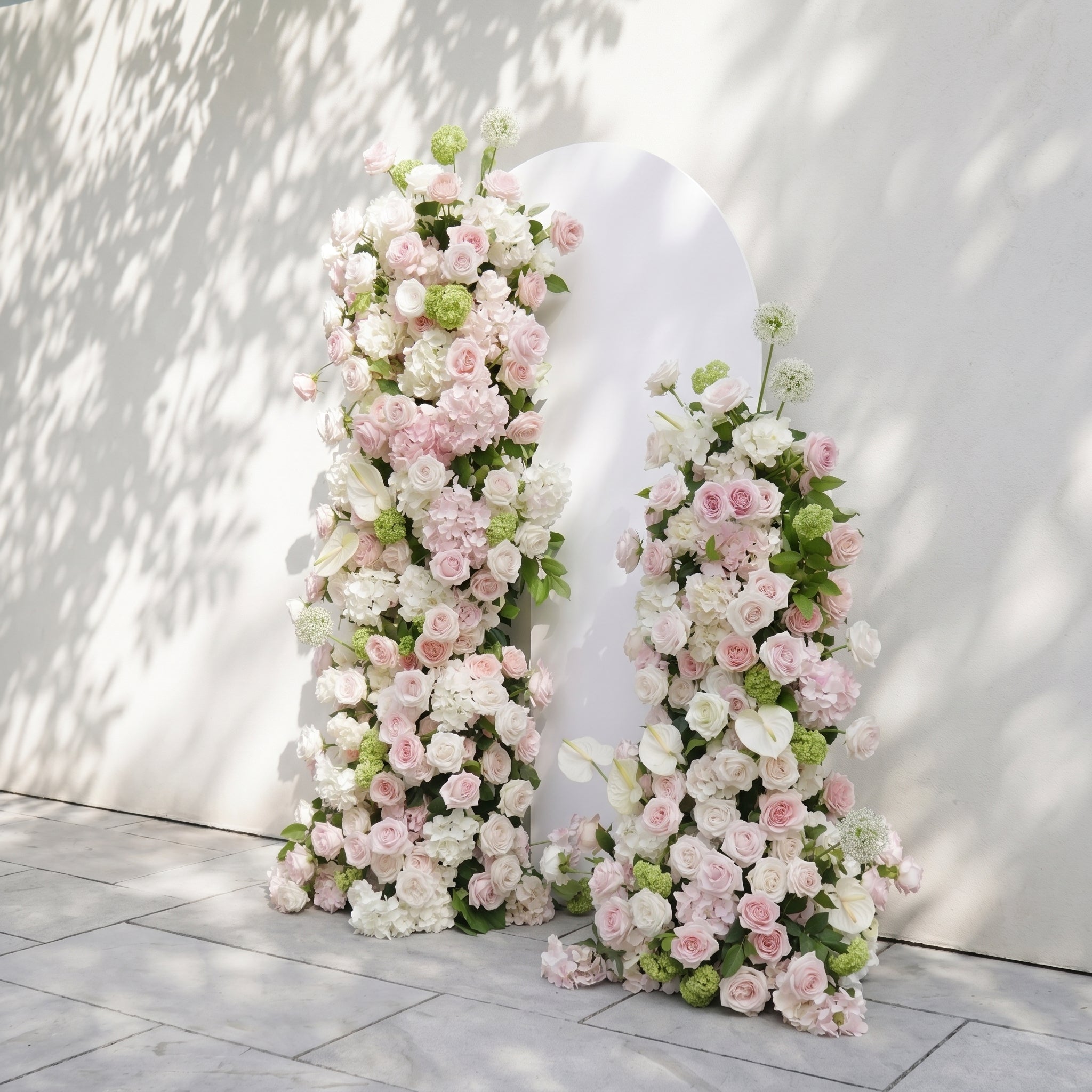 Pink White Rose Calla Lily Wedding Background Arch KT Backdrop (Excludes Frame)+Rosado Flower Runner