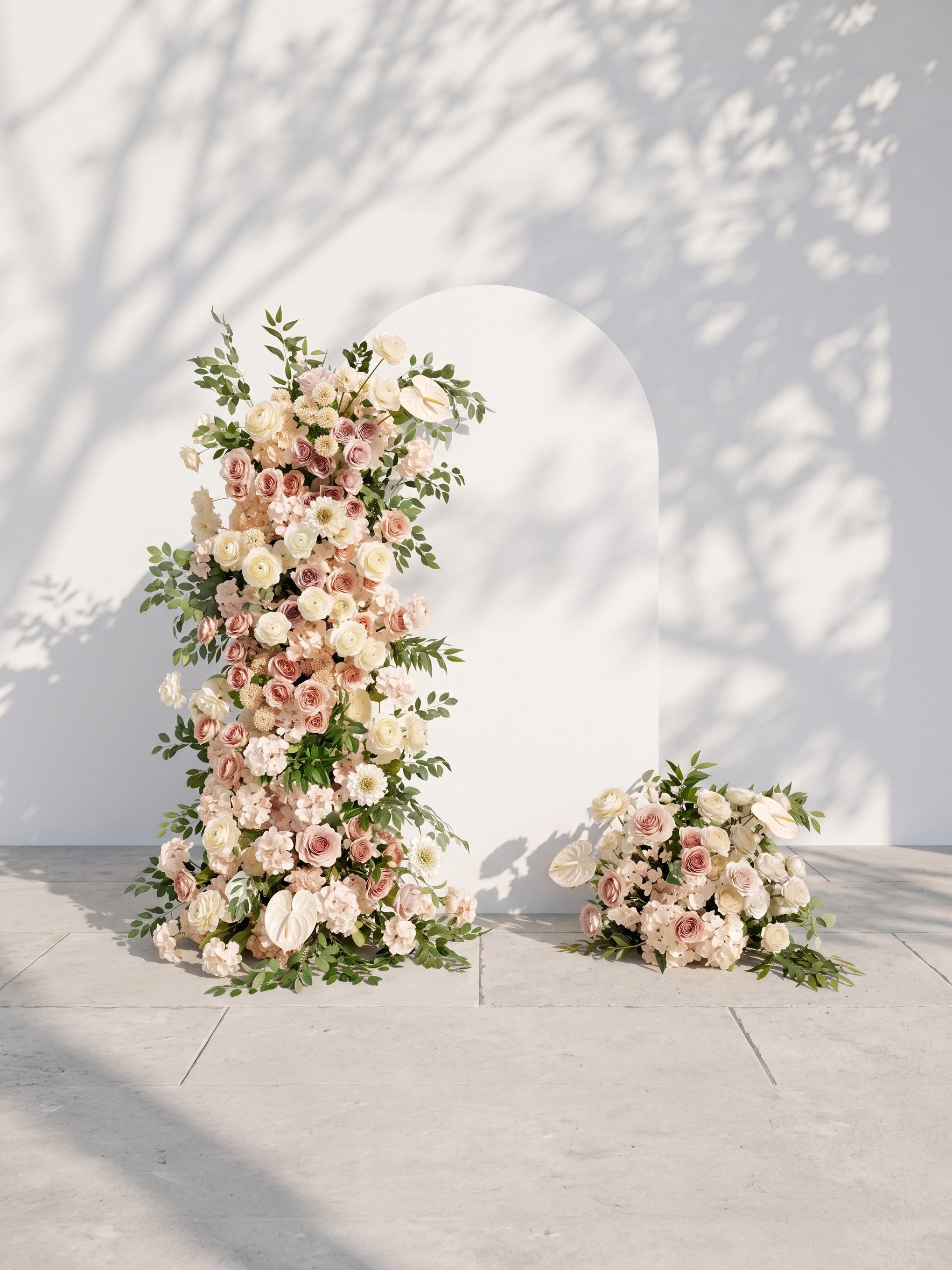Nylliane: Wedding Background Arch Pillar Decorative Flower Row Excluding Frame — front view
