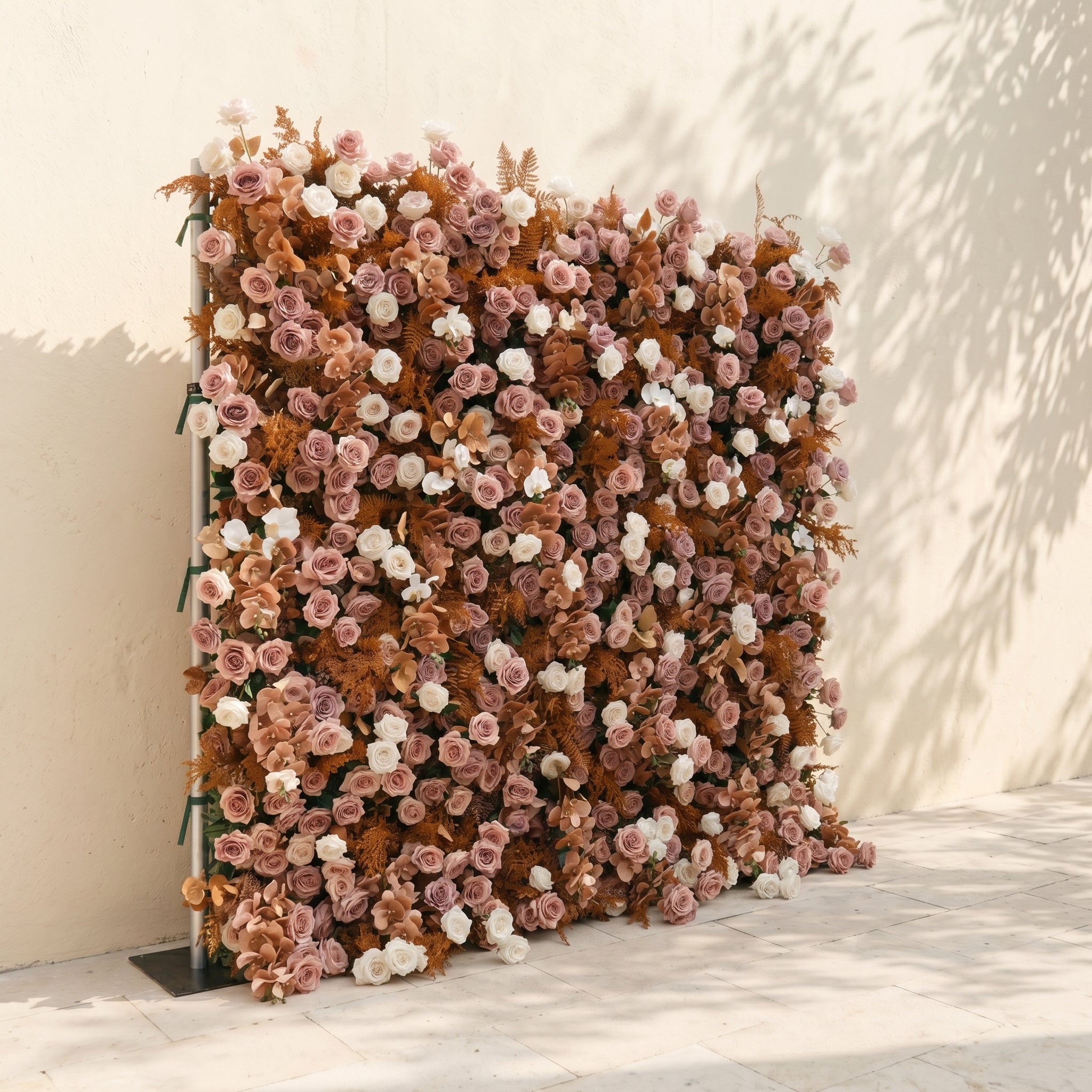 Orelloria:Luxury 5D Terracotta & Dusty Rose Silk Floral Wall Roll-Up Backdrop for Rustic Fall Weddings