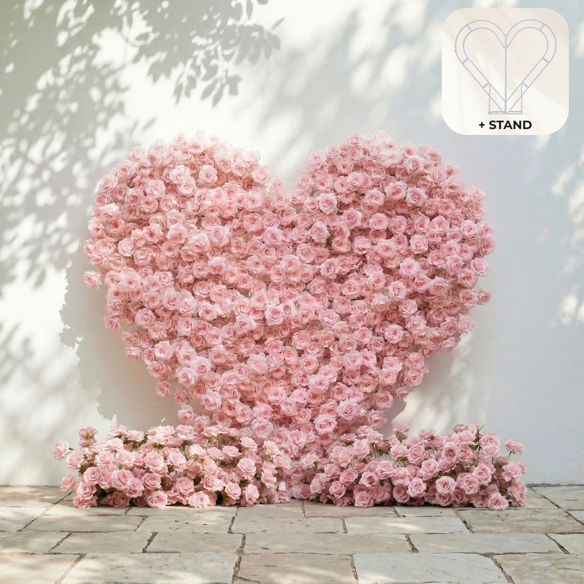 Orelune: 3D Ethereal Blush Pink Heart-Shaped Artificial Floral Backdrop for Romantic Wedding & Proposal