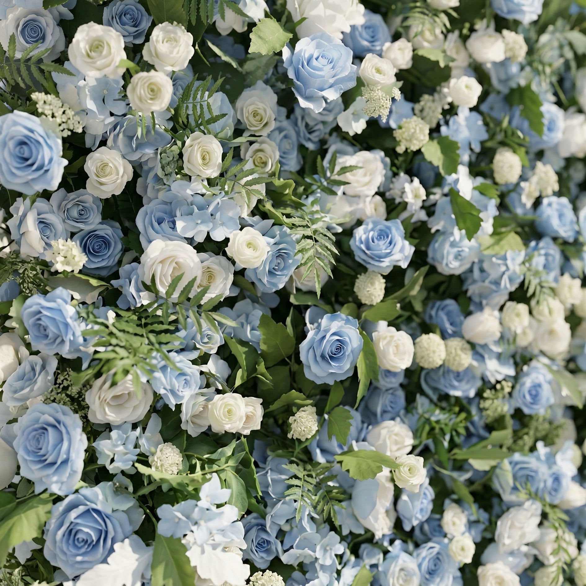 Orelvia:New Luxury 5D Blue&White roses Flower wall with Greenery for Wedding&Event Decor orelvia detail 1