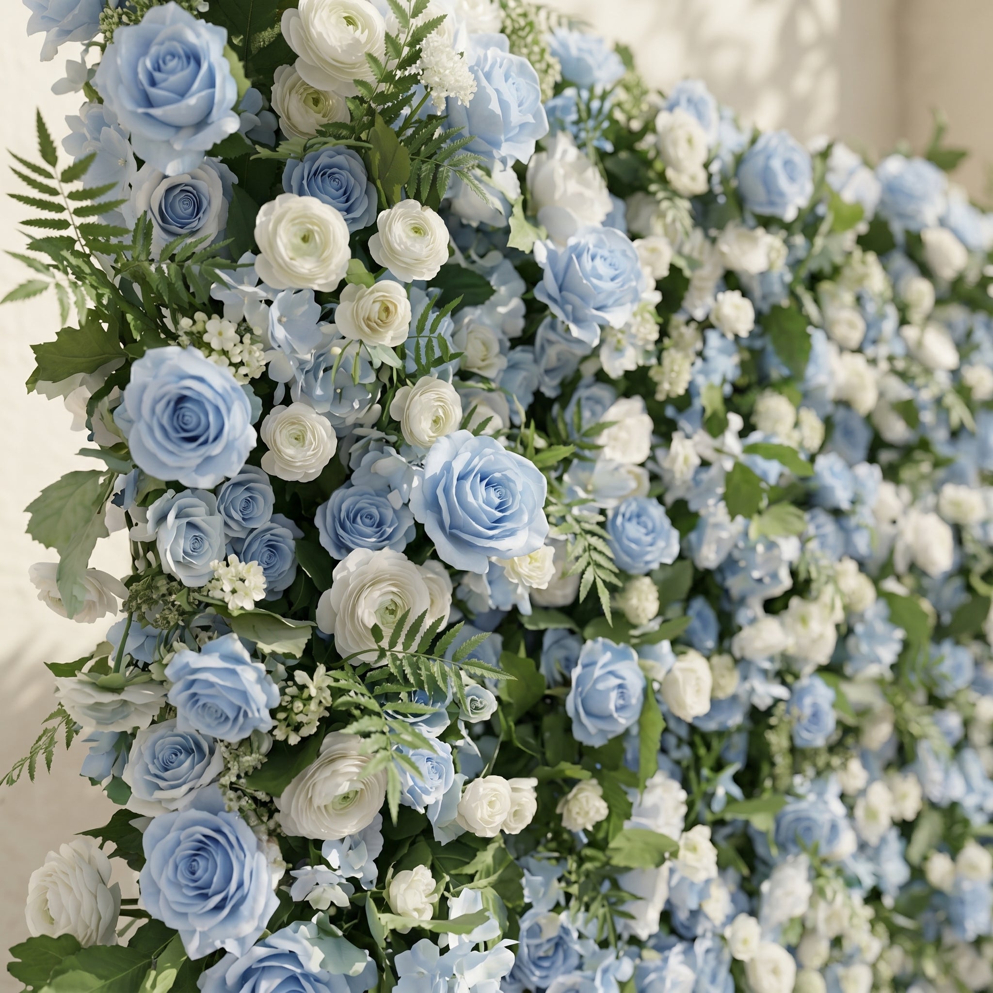 Orelvia:New Luxury 5D Blue&White roses Flower wall with Greenery for Wedding&Event Decor orelvia detail 3