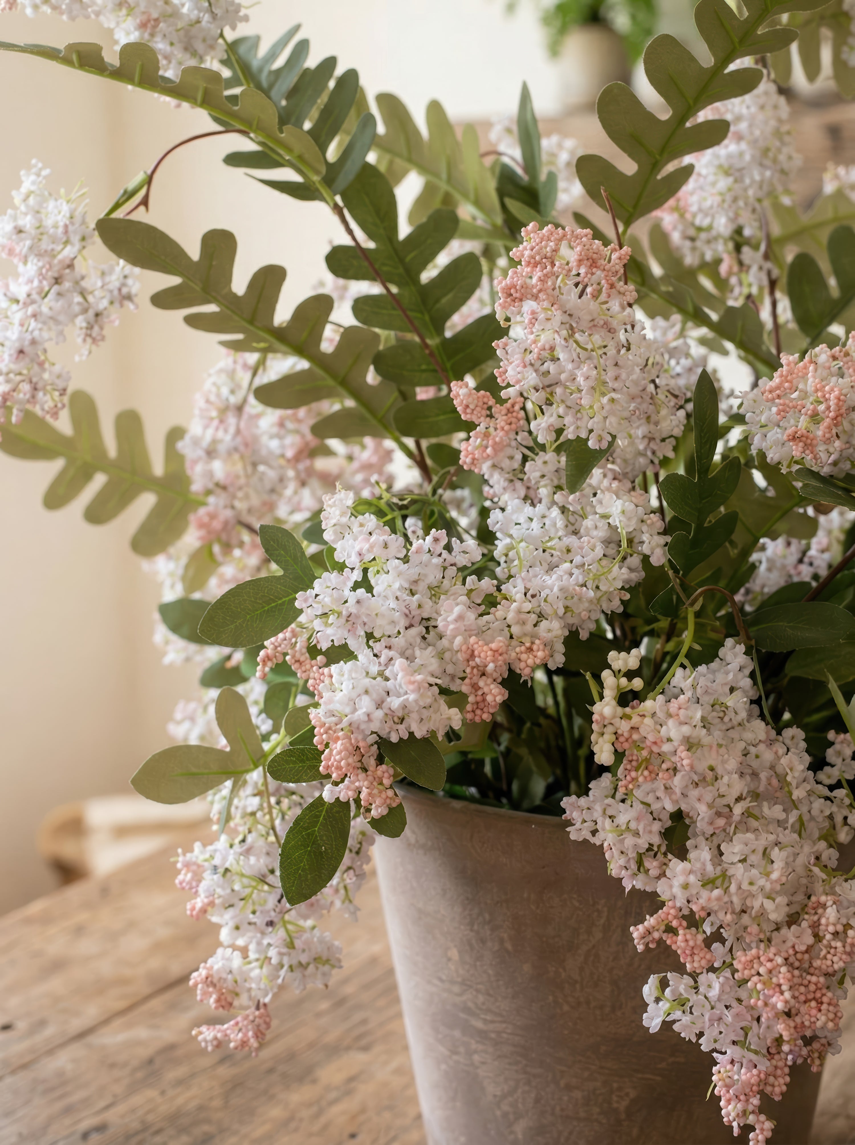 21.6" Artificial Sweet Acacia Potted Plant - Blush Floral for French Country Decor