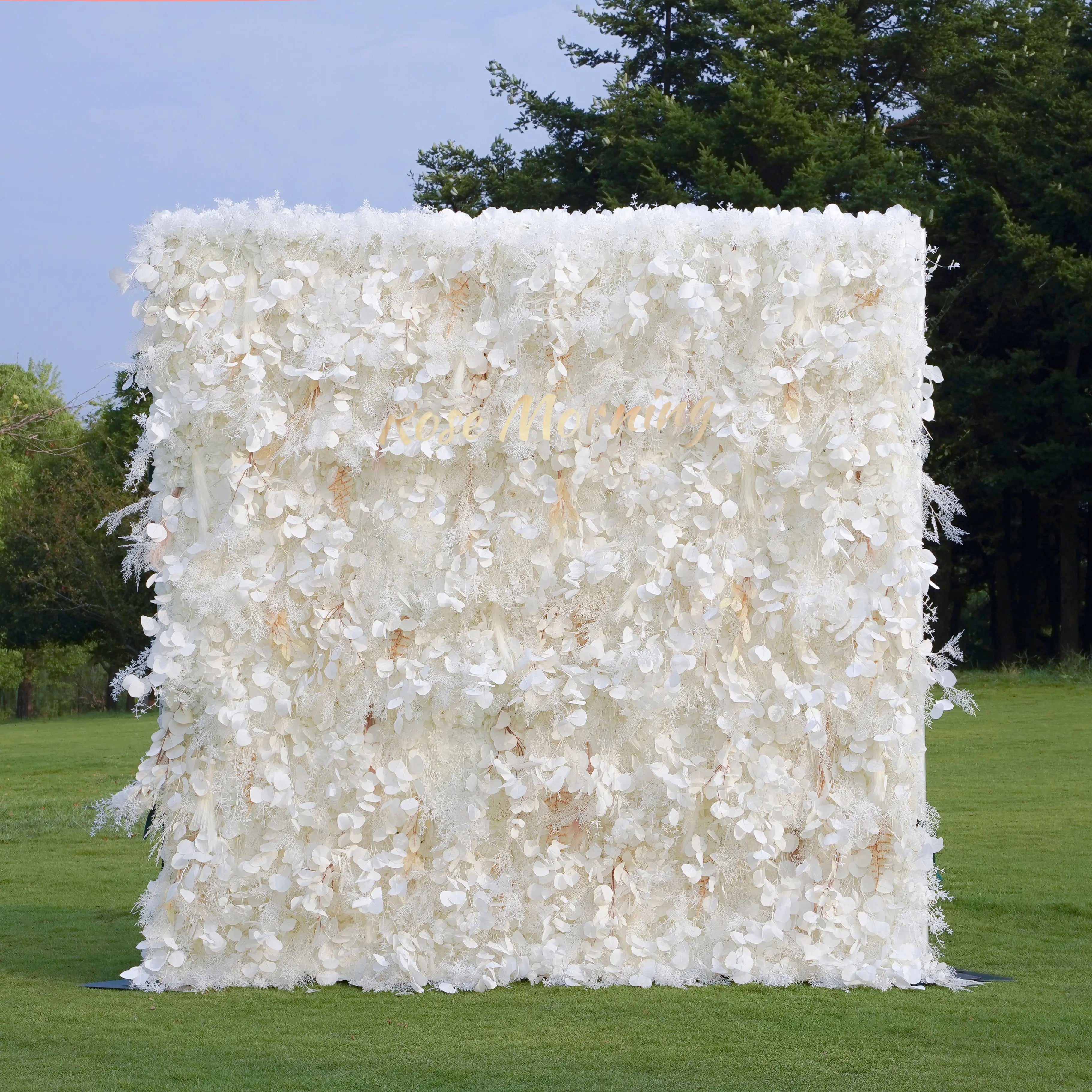 Pampas:5D Grey Pampas Grass Fabric Artificial rolling up curtain flower wall