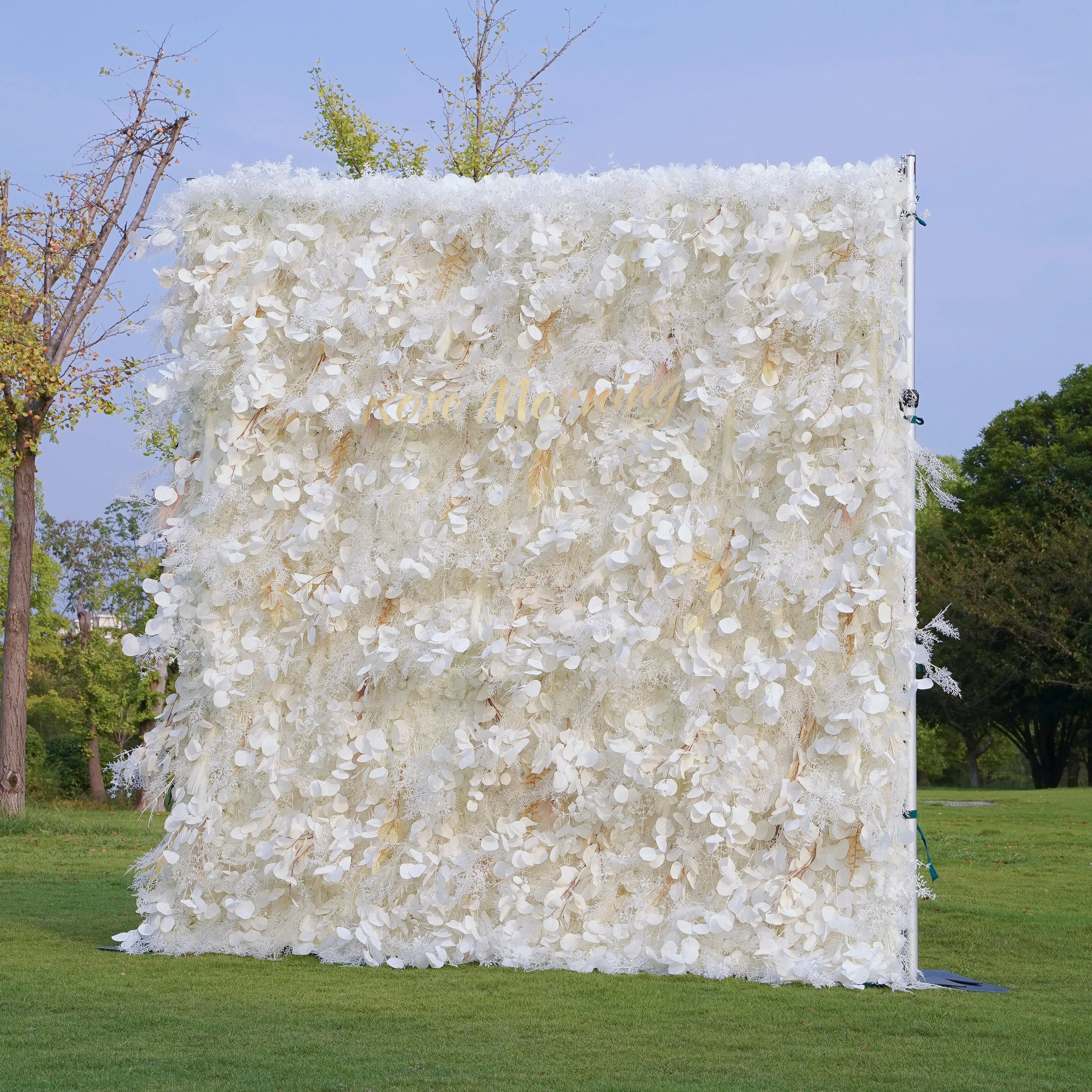 Pampas:5D Grey Pampas Grass Fabric Artificial rolling up curtain flower wall