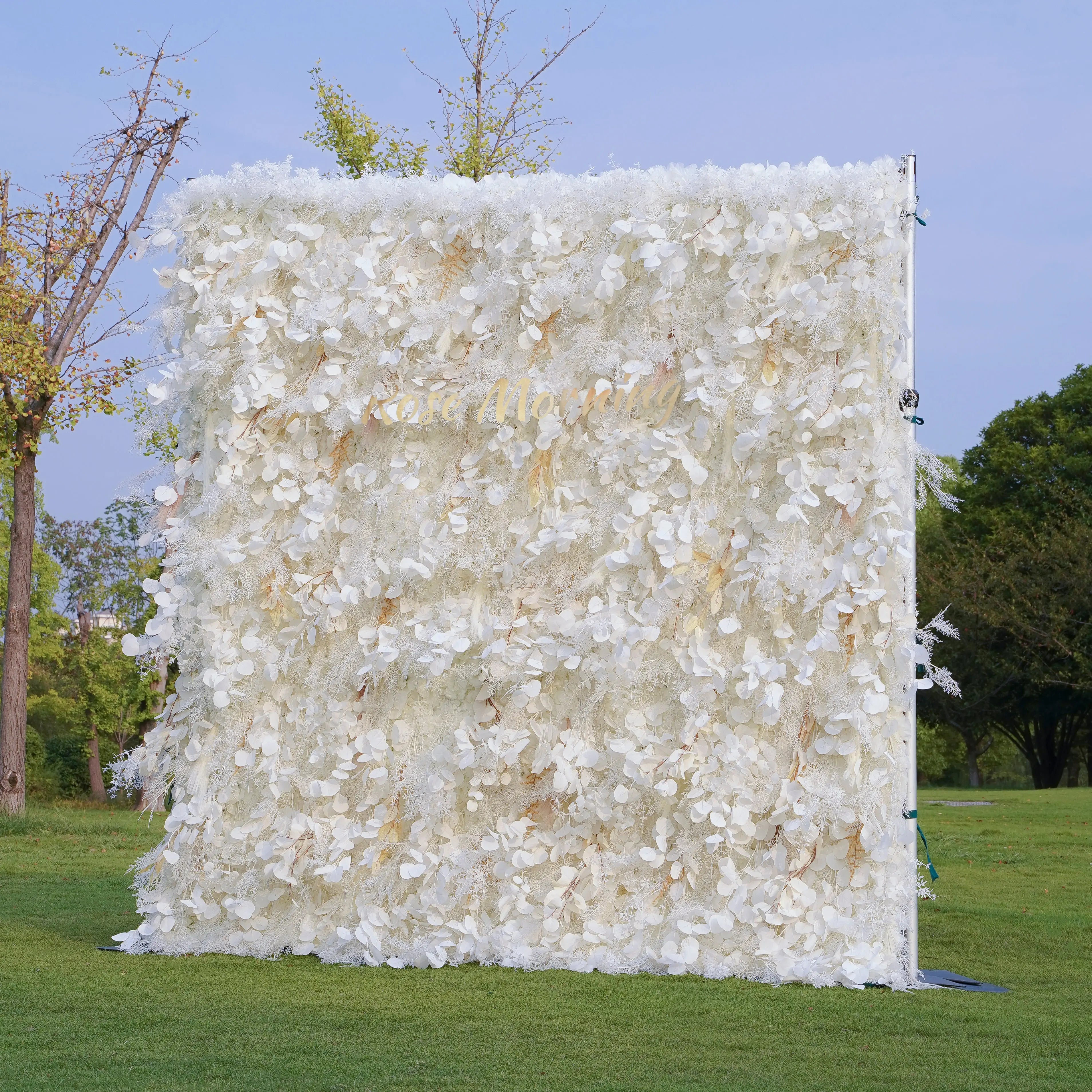 Pampas:5D Grey Pampas Grass Fabric Artificial rolling up curtain flower wall