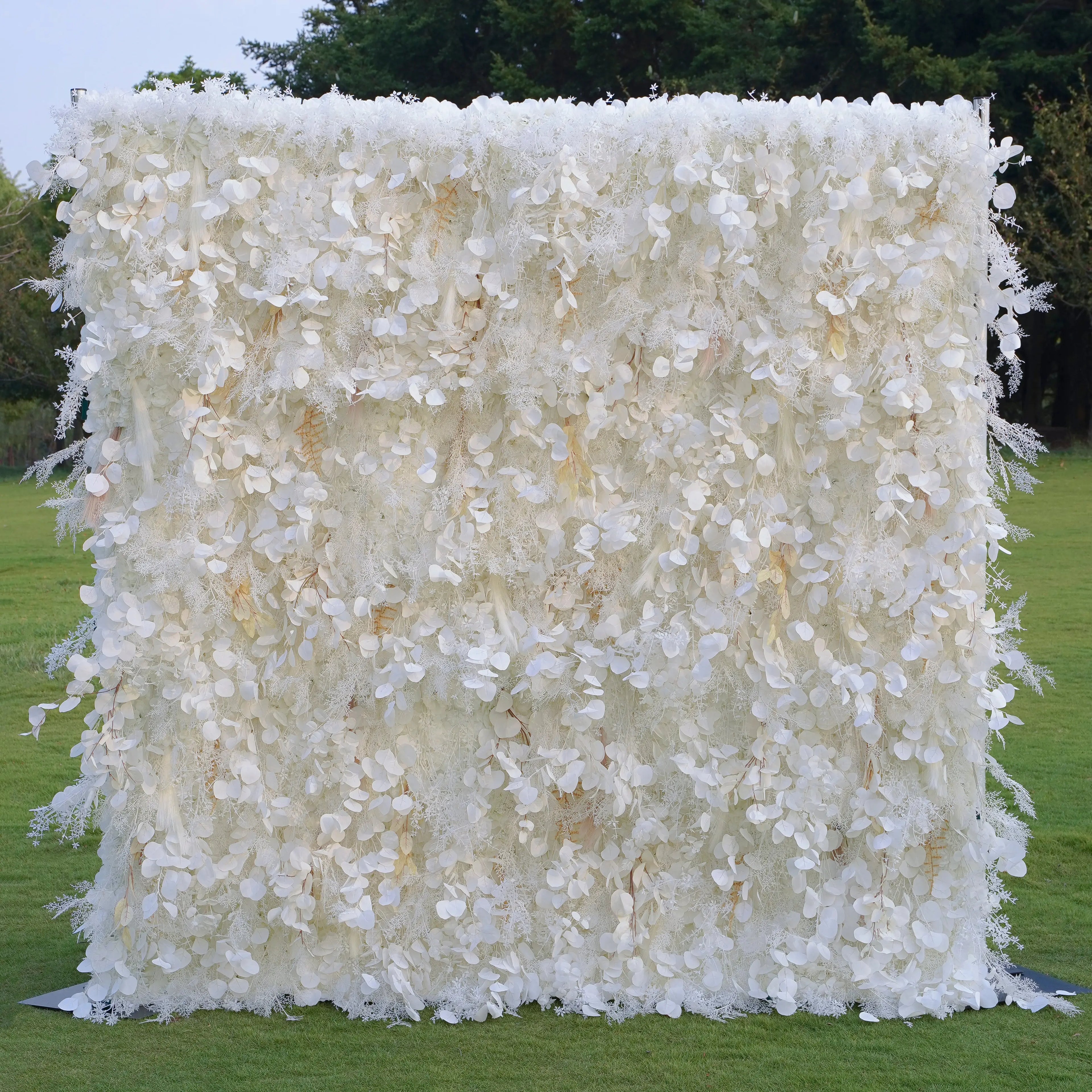 Pampas:5D Grey Pampas Grass Fabric Artificial rolling up curtain flower wall