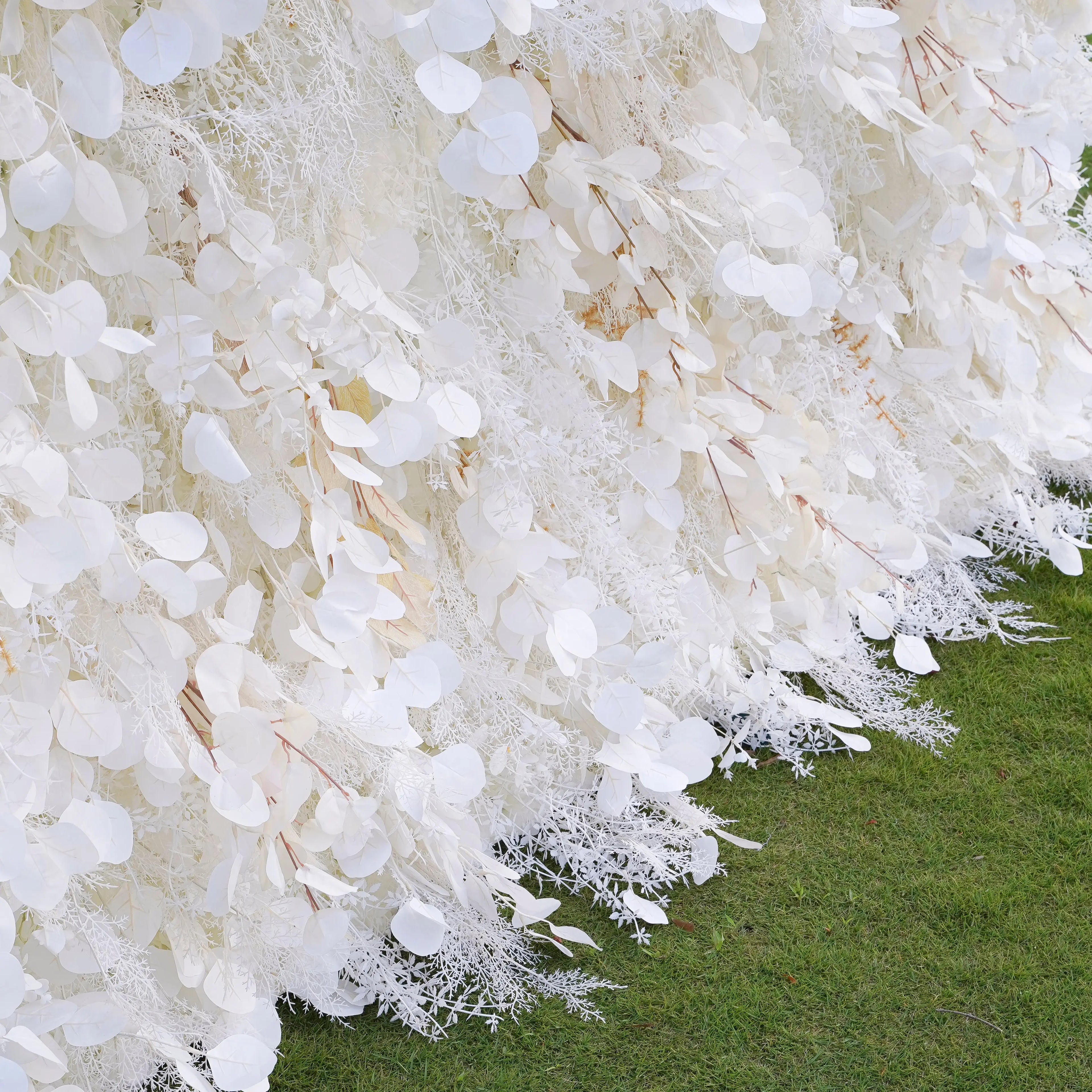Pampas:5D Grey Pampas Grass Fabric Artificial rolling up curtain flower wall