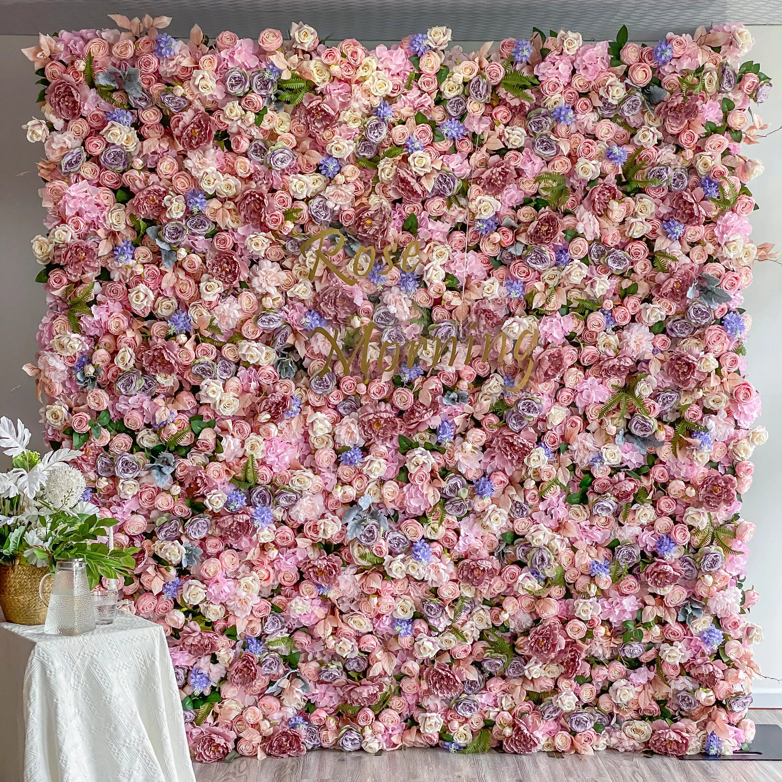 Parton:5D Garden Series New Fabric Artificial rolling up curtain flower wall