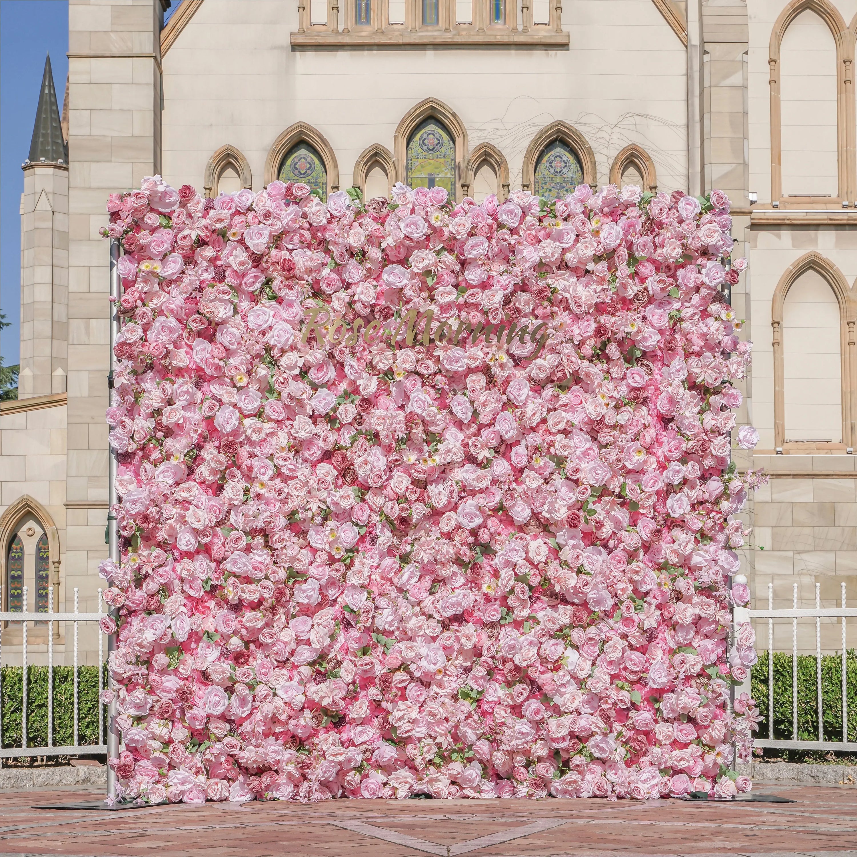 Pelin:5D Fabric Artificial Flower Wall Rolling Up Curtain Flower Wall