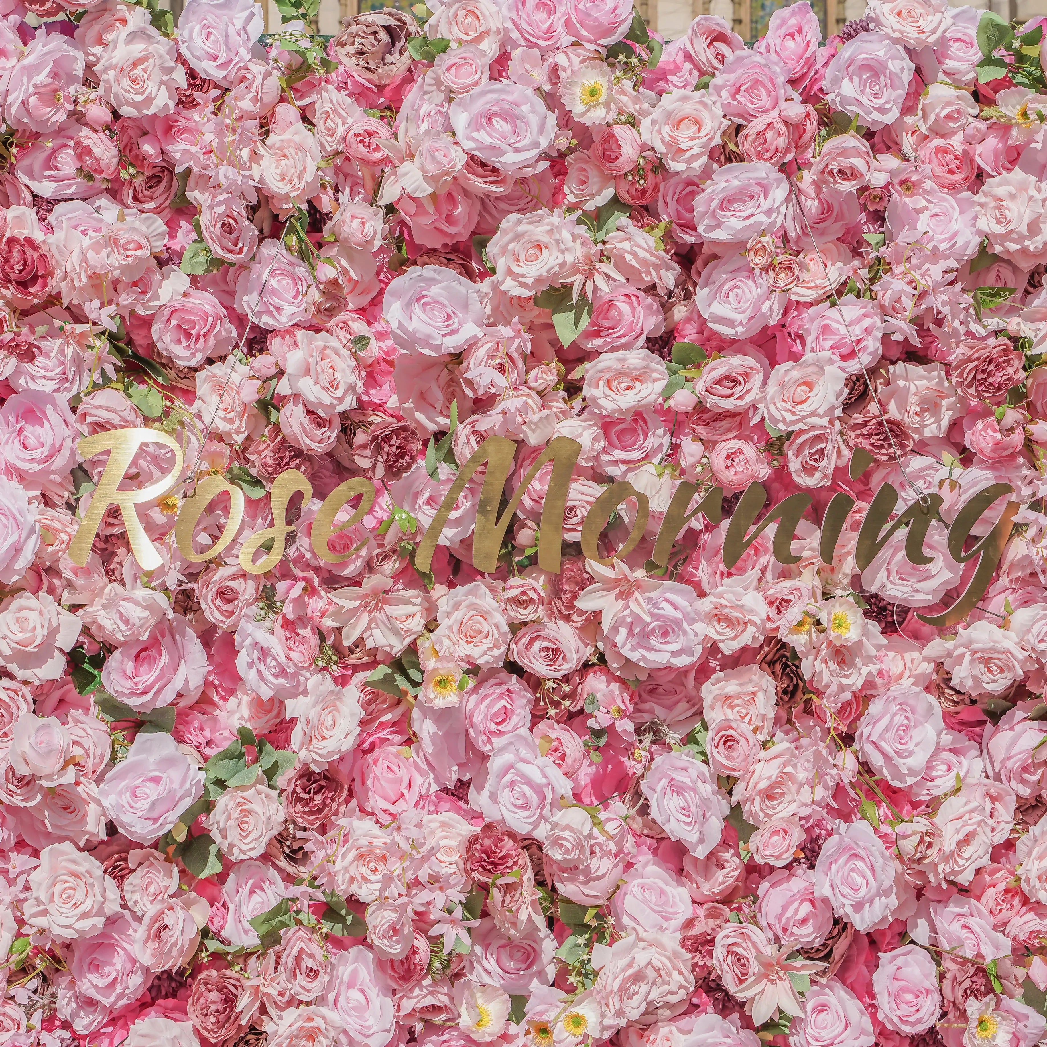 Pelin:5D Fabric Artificial Flower Wall Rolling Up Curtain Flower Wall