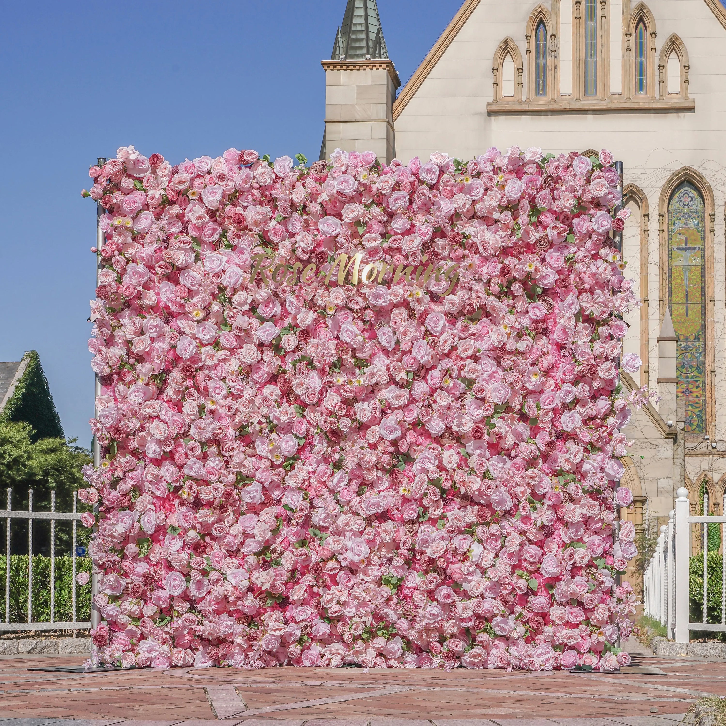 Pelin:5D Fabric Artificial Flower Wall Rolling Up Curtain Flower Wall