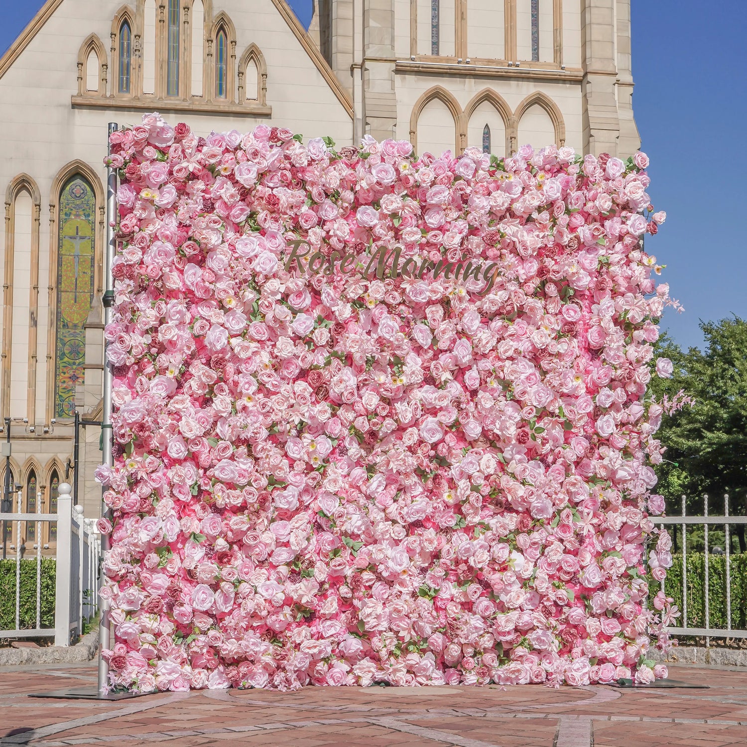 Pelin:5D Fabric Artificial Flower Wall Rolling Up Curtain Flower Wall