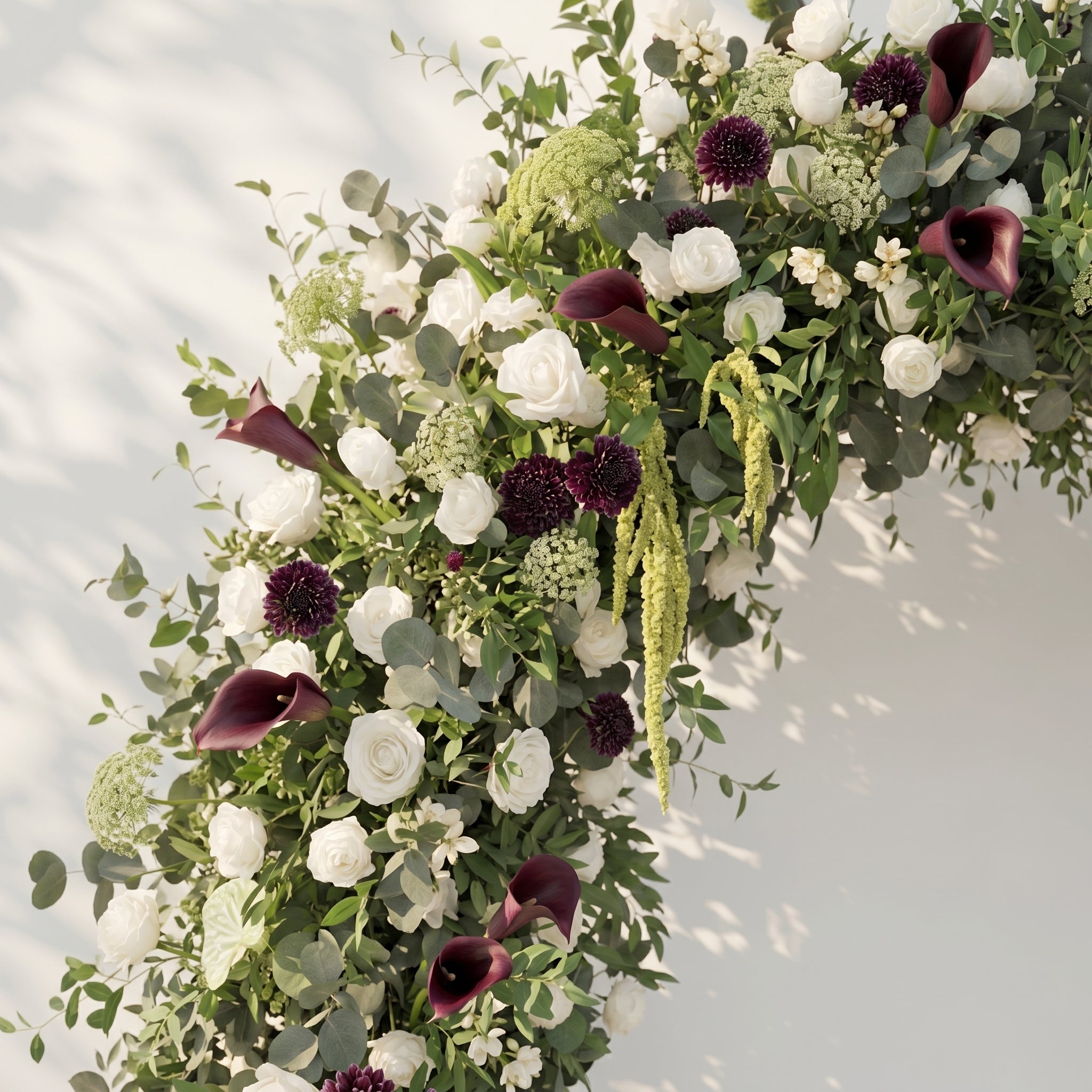 Peria: 2026 Luxury Sage Green and White Roses Flower arch with Callas for Weddings&Events Decoration Incuding Frame