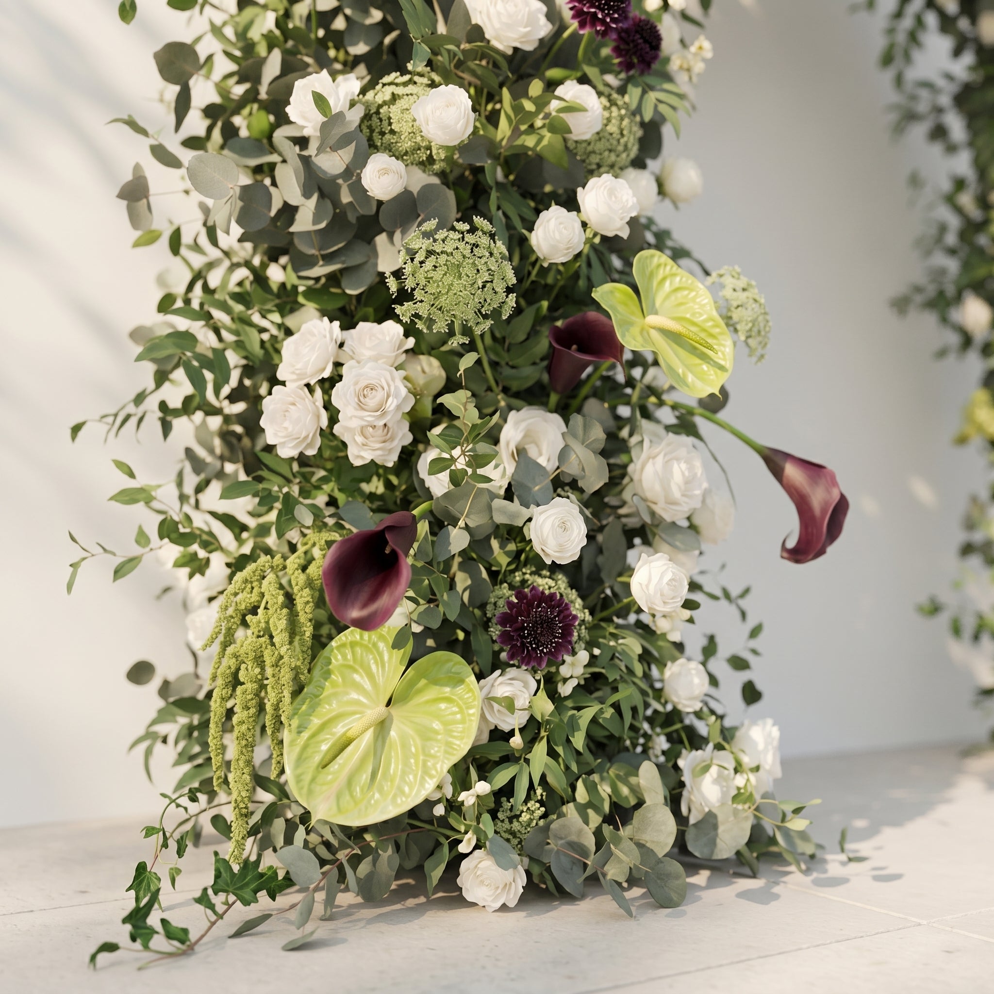 Peria: 2026 Luxury Sage Green and White Roses Flower arch with Callas for Weddings&Events Decoration Incuding Frame