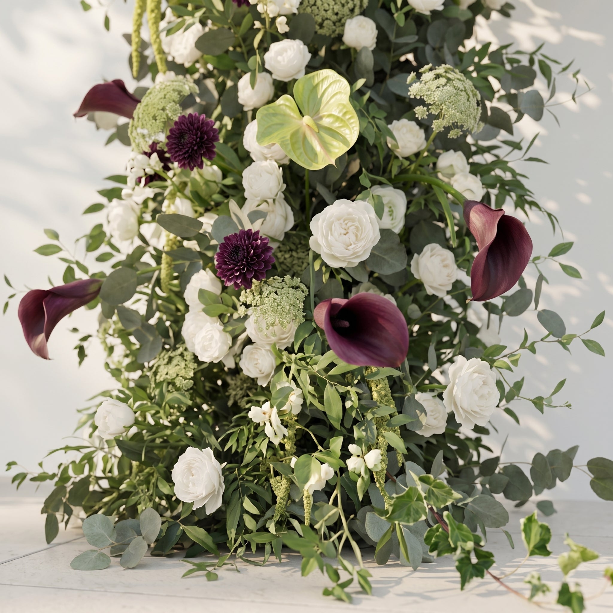 Peria: 2026 Luxury Sage Green and White Roses Flower arch with Callas for Weddings&Events Decoration Incuding Frame