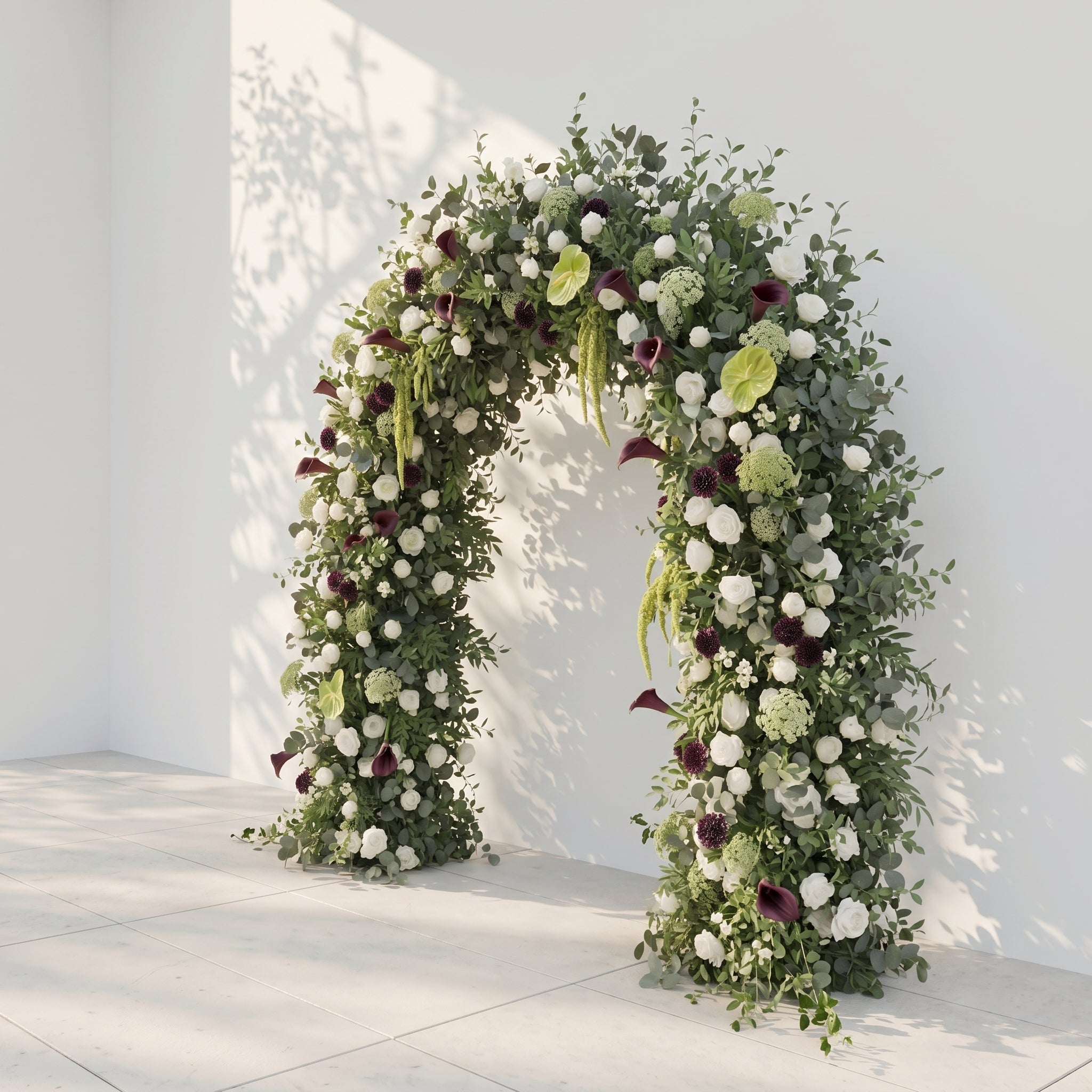 Peria: 2026 Luxury Sage Green and White Roses Flower arch with Callas for Weddings&Events Decoration Incuding Frame