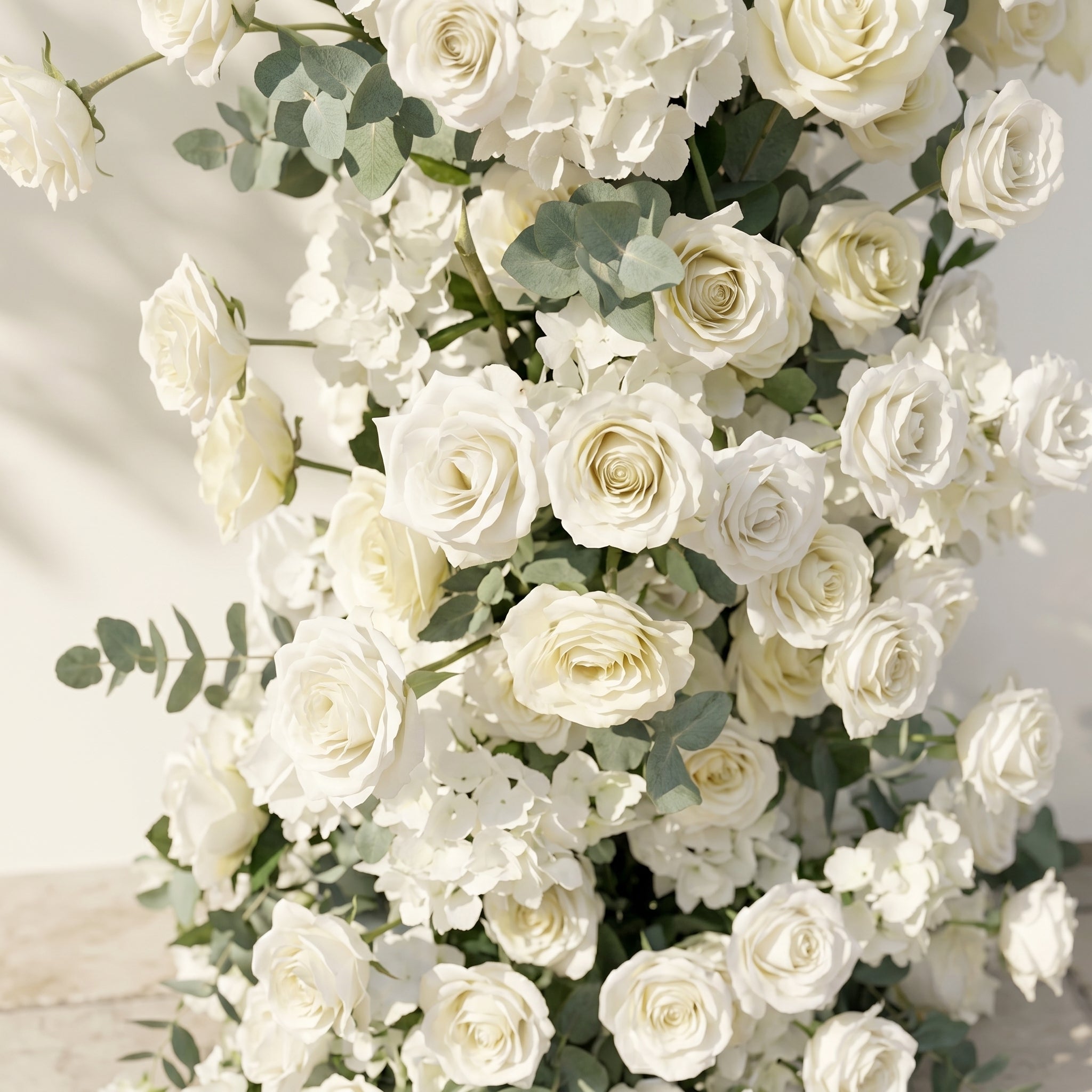 White Rose Eucalyptus Wedding Background Arch KT Board Decorative Flower Row Excludes Frame