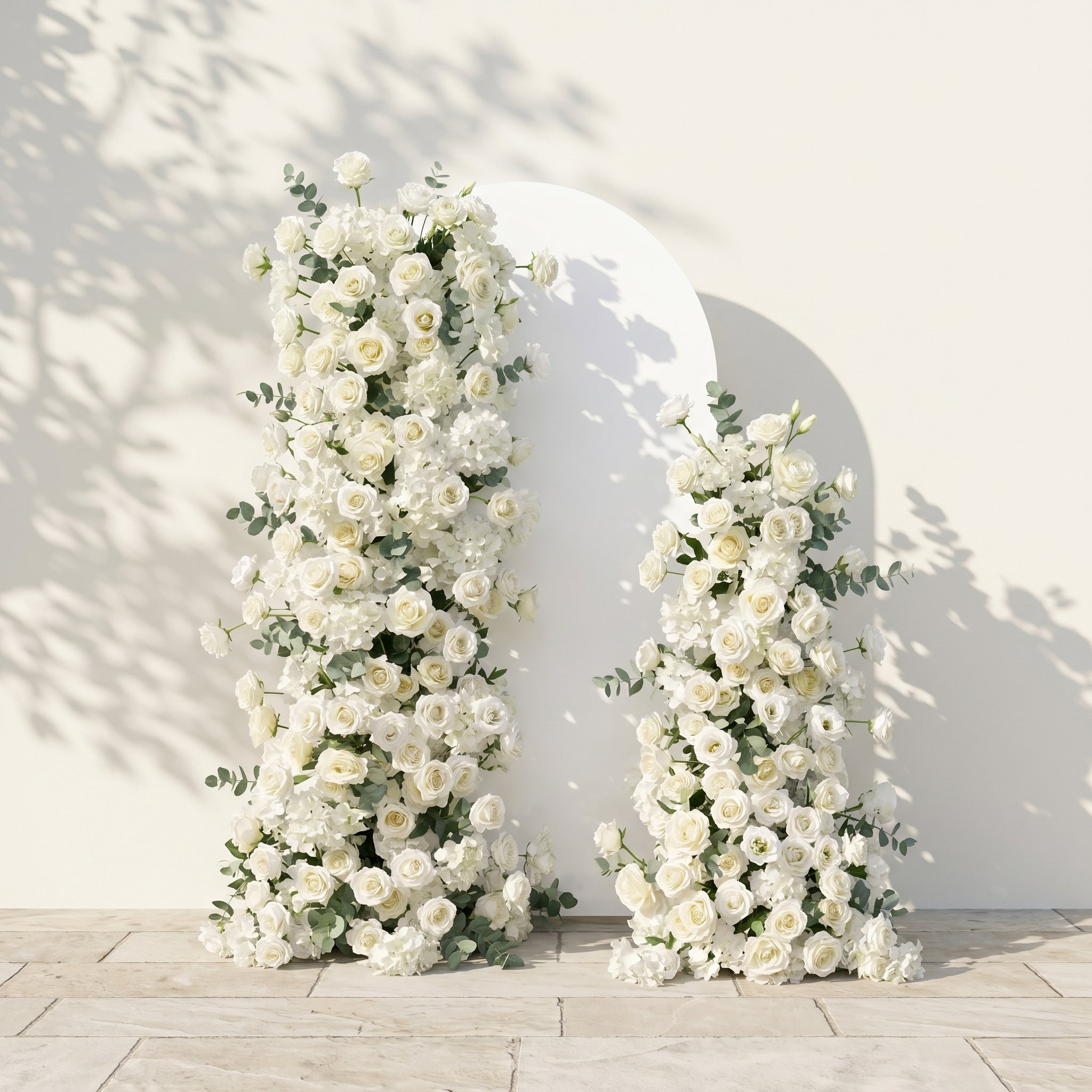White Rose Eucalyptus Wedding Background Arch KT Board Decorative Flower Row Excludes Frame