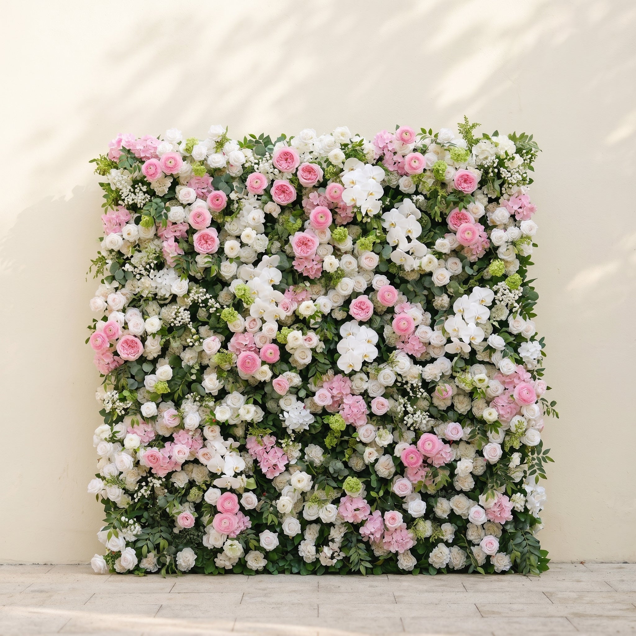 Pervia:5D Blush Pink & Ivory White Silk Rose Flower Wall Roll-Up Fabric Backdrop for Romantic Weddings & Proposals