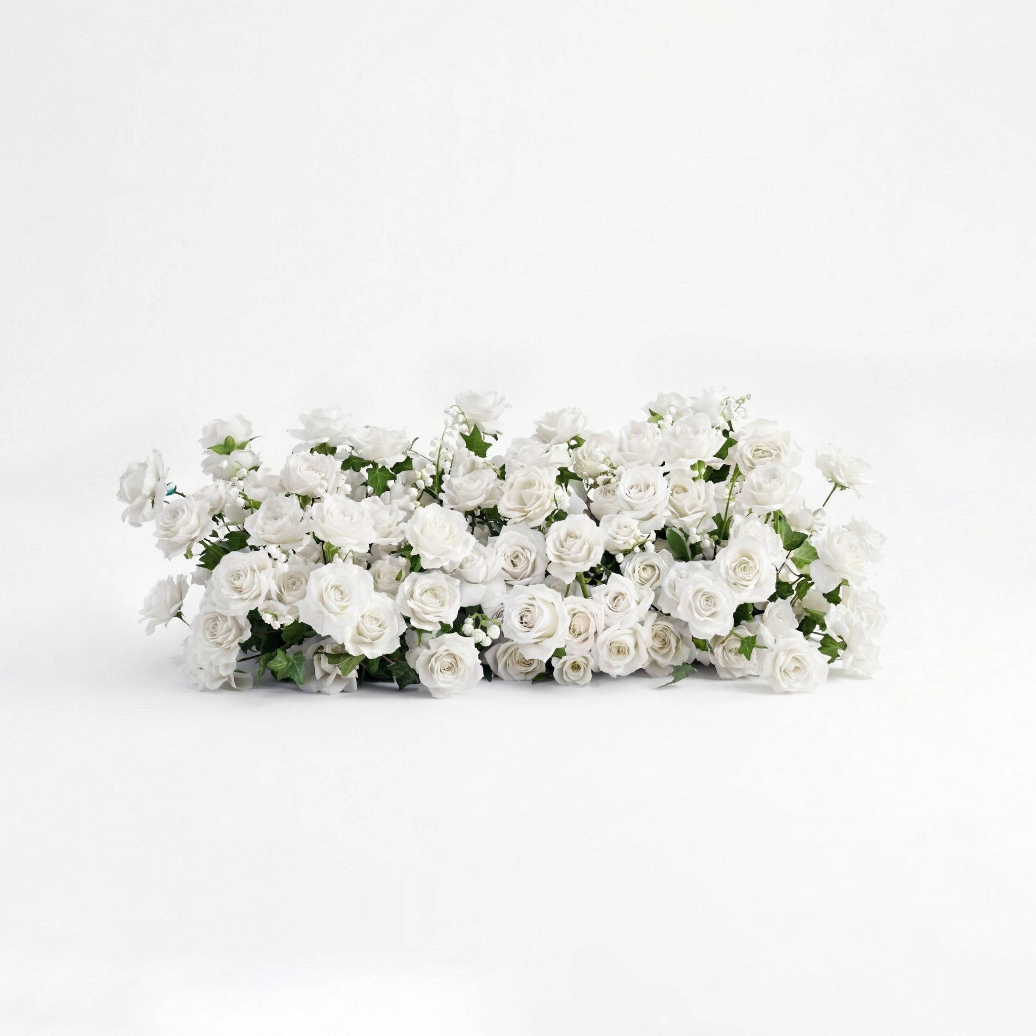 Petalya: 3D White Silk Rose Heart Floral Backdrop Decor for Proposal & Anniversary Backdrop