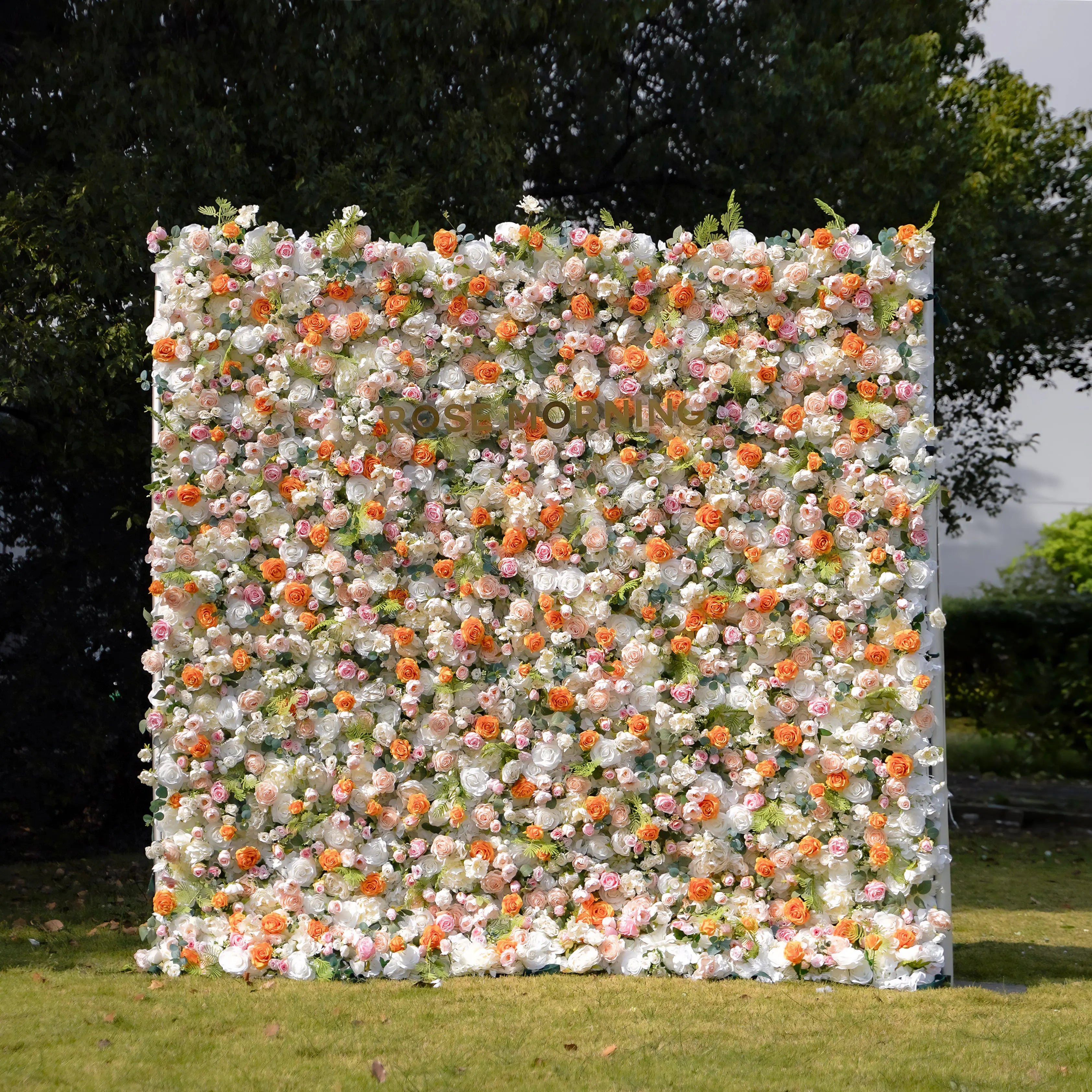 Pyrenie:3D Fabric Artificial rolling up curtain flower wall Rose Morning