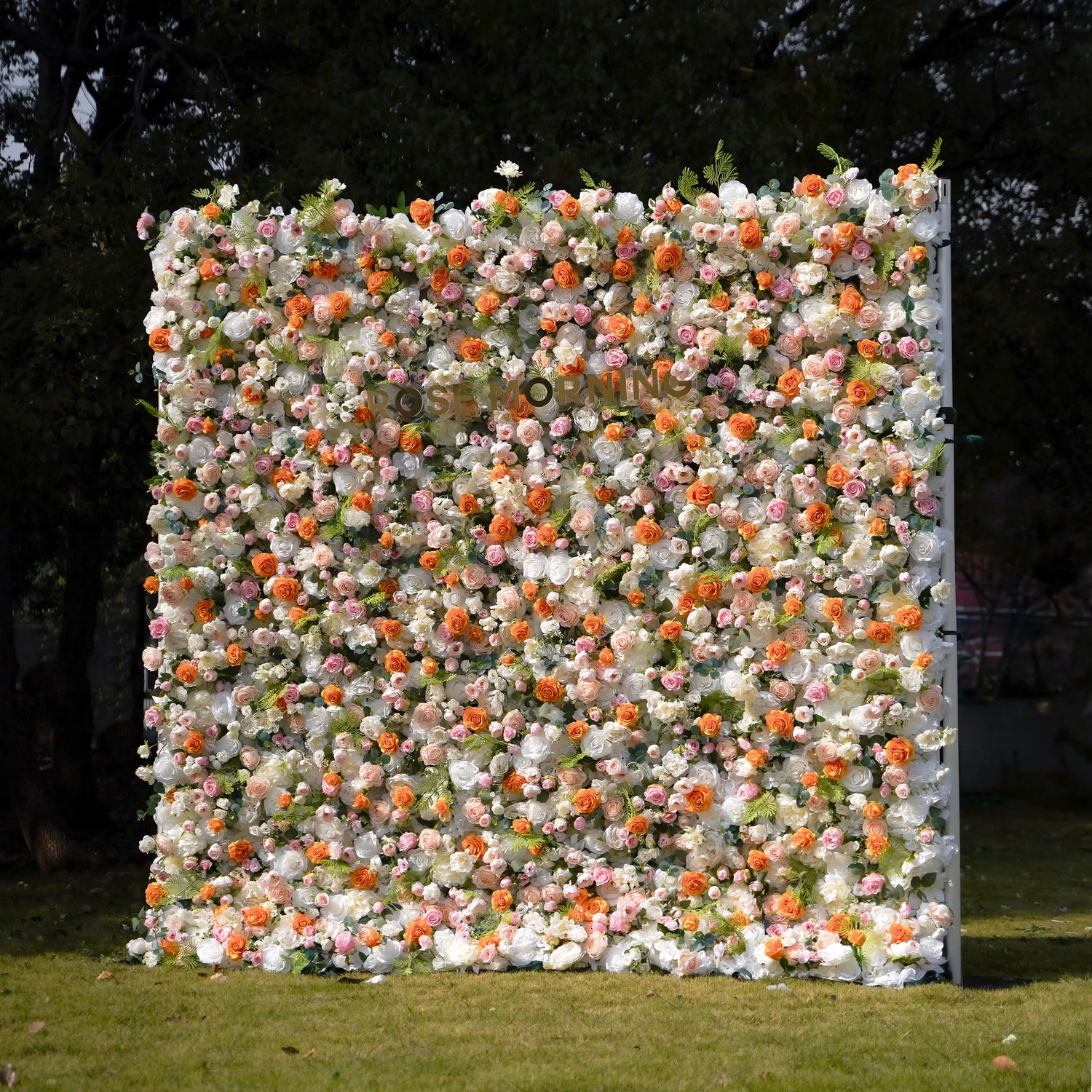 Pyrenie:3D Fabric Artificial rolling up curtain flower wall Rose Morning