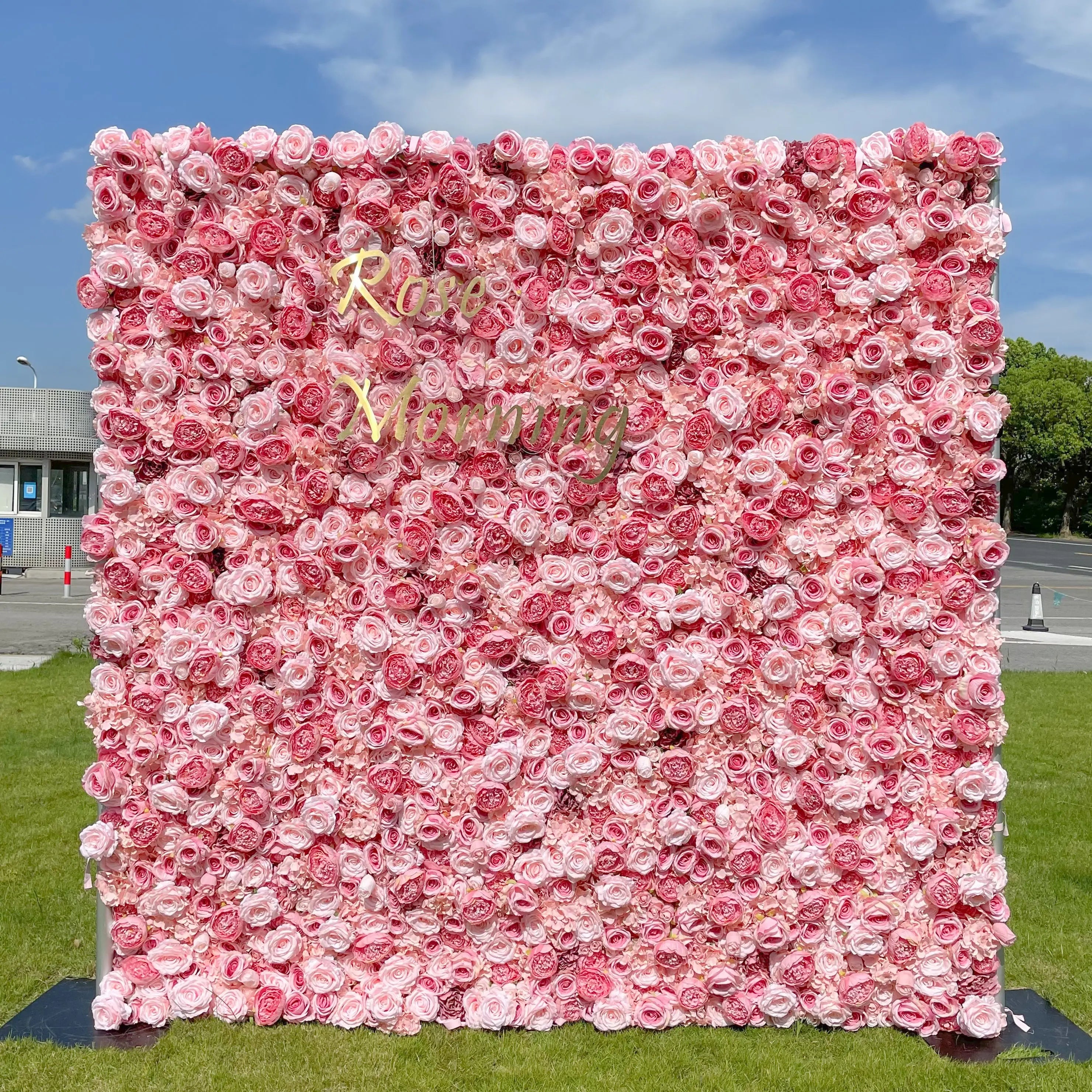 Rina:4D Fabric Artificial rolling up curtain flower wall