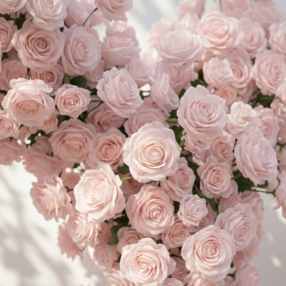 Rosellea: Heart-Shaped Pastel Pink Silk Rose Flower Arch Floral Arrangement for Romantic Weddings & Proposal