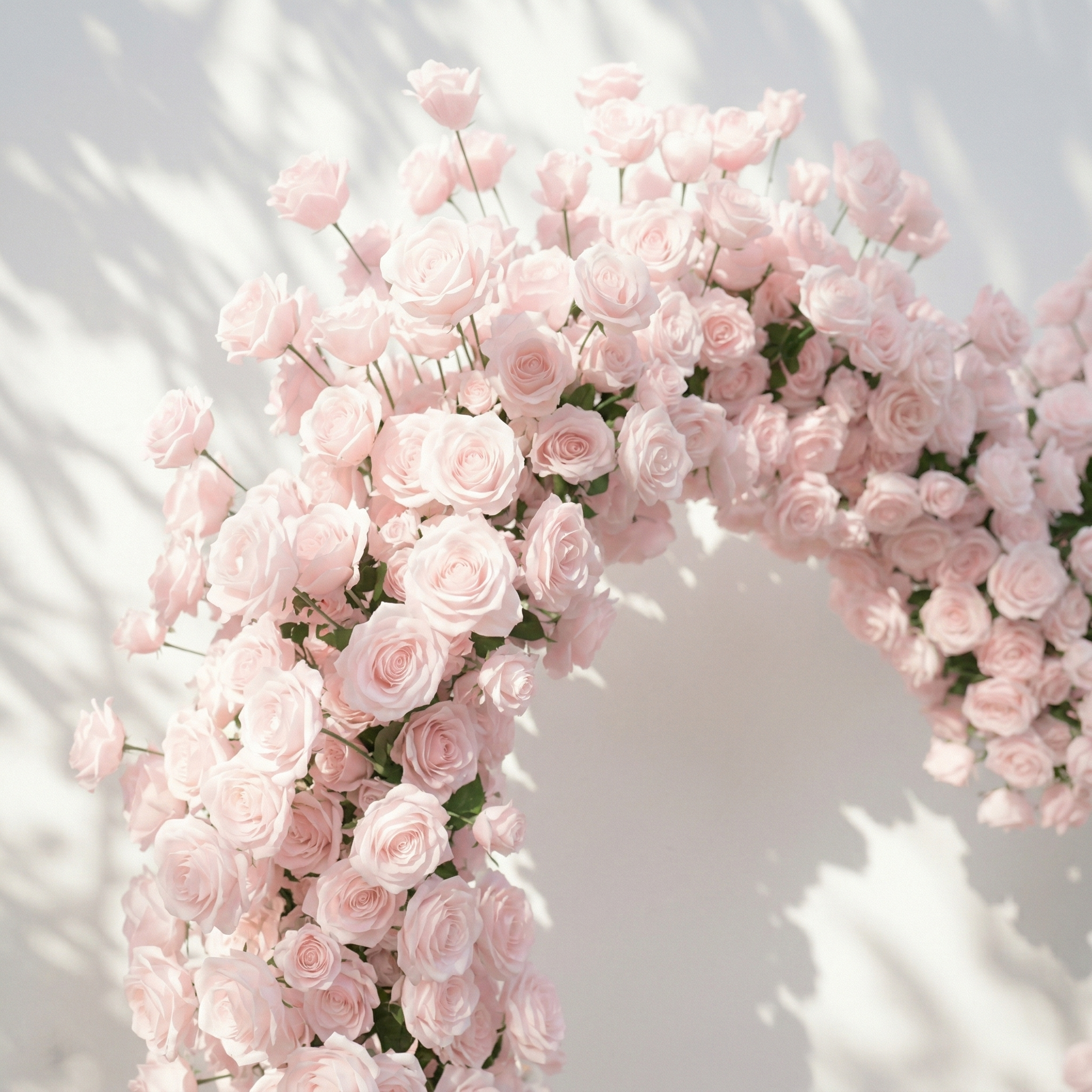Rosellea: Heart-Shaped Pastel Pink Silk Rose Flower Arch Floral Arrangement for Romantic Weddings & Proposal