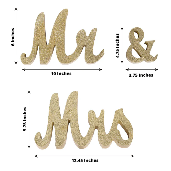 S006: Gold Color Wooden "Mr & Mrs" Wedding Table Display Signs Rose Morning
