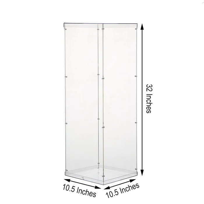 S012: Wedding and Event Prop Transparent Acrylic Display Box with Lid and Base Clear Rose Morning