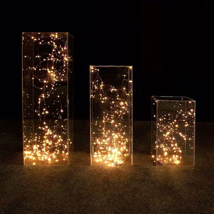 S012: Wedding and Event Prop Transparent Acrylic Display Box with Lid and Base Clear Rose Morning