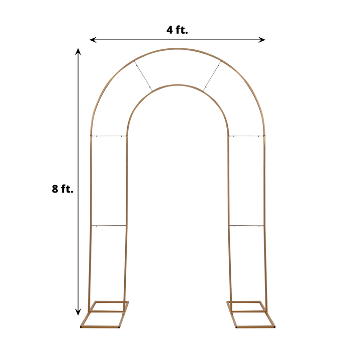 S015: Gold Metal Round Top Double Arch Wedding Ceremony Stand Rose Morning