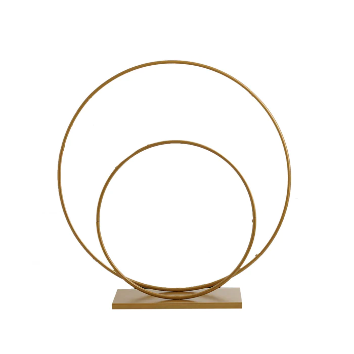 S024: Gold Double Metal Hoop Wedding Centerpiece Flower Stand For Wedding Rose Morning