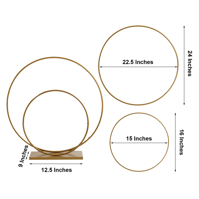 S024: Gold Double Metal Hoop Wedding Centerpiece Flower Stand For Wedding Rose Morning