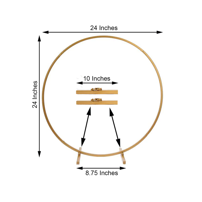S025: Gold Round Arch Wedding Centerpiece Metal Hoop Wreath Tabletop Decor Rose Morning