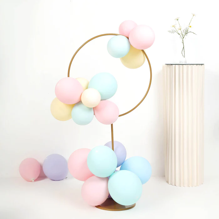 S026:Adjustable Gold Balloon Column With Hoop Flower Pillar Stand Rose Morning
