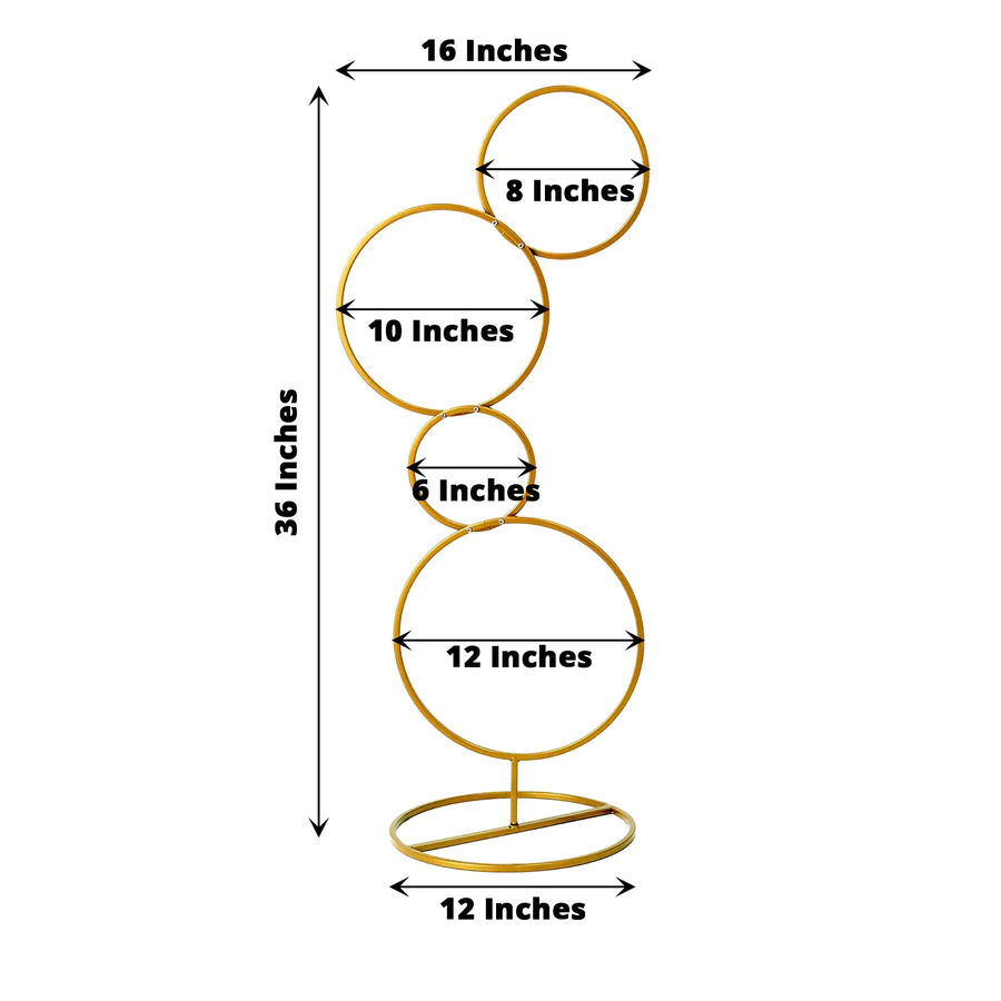 S028: Gold Metal Hoop Pillar Flower Stand, Wreath Wedding Arch Table Centerpiece Rose Morning