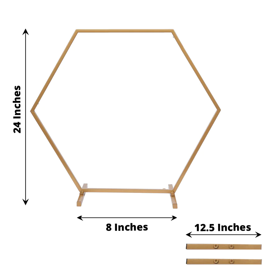 S029: Gold Metal Hexagon Self Standing Flower Balloon Frame Wedding Arch Table Centerpiece Stand Rose Morning