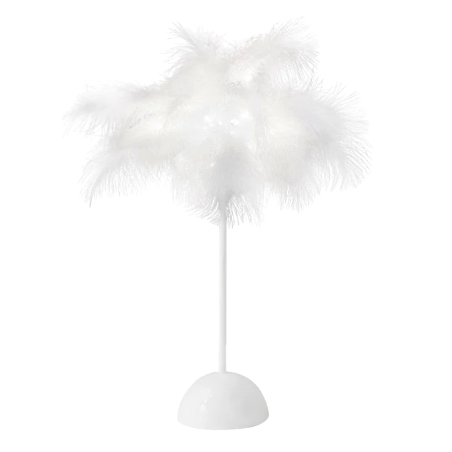 S044: White Feather LED Table Lamp Wedding Centerpiece Rose Morning