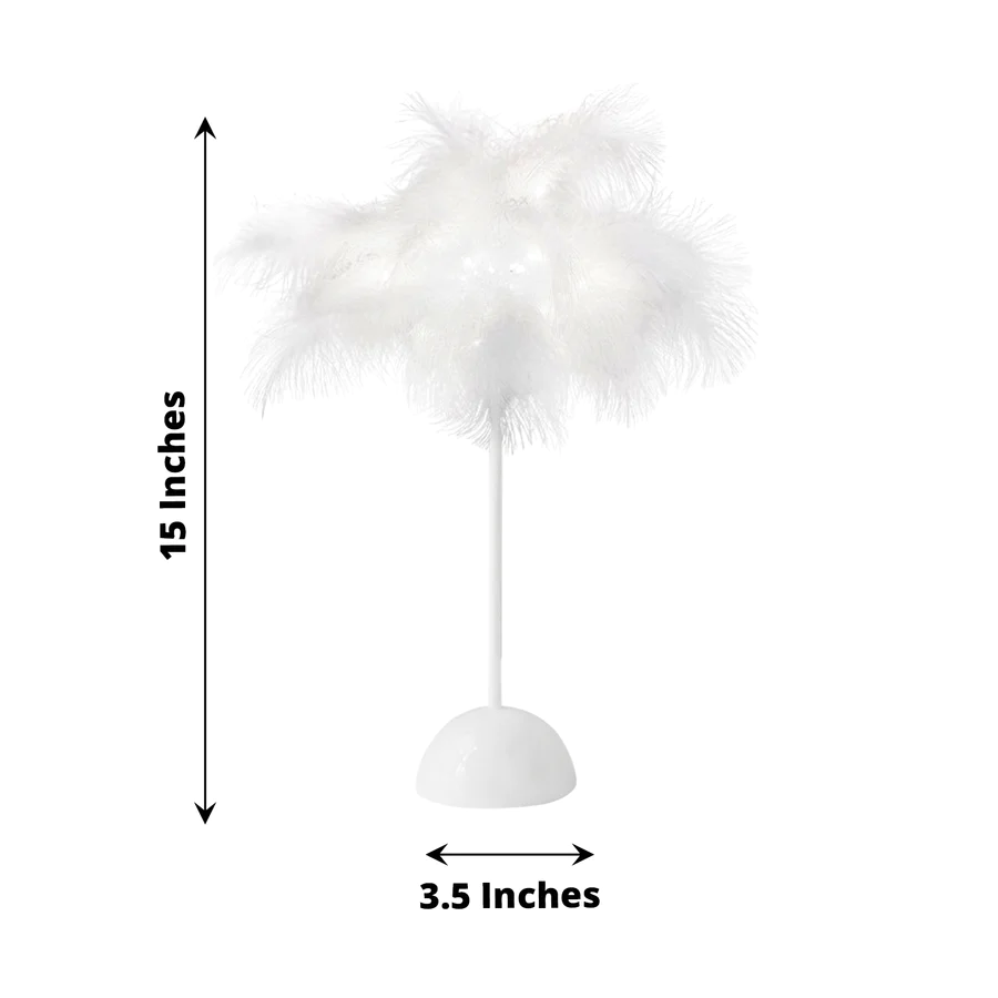 S044: White Feather LED Table Lamp Wedding Centerpiece Rose Morning