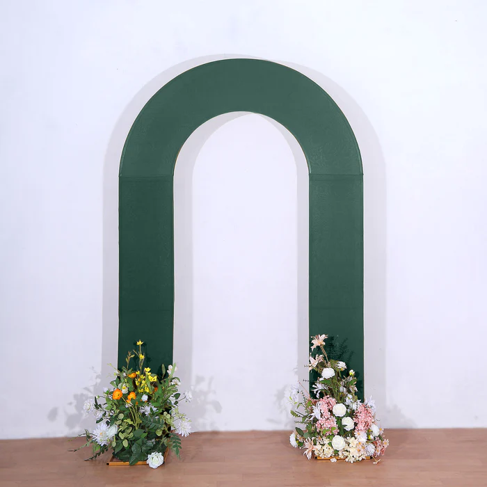 Emerald Green Spandex Fitted Open Arch U-Shaped Wedding Arch Cover Rose Morning