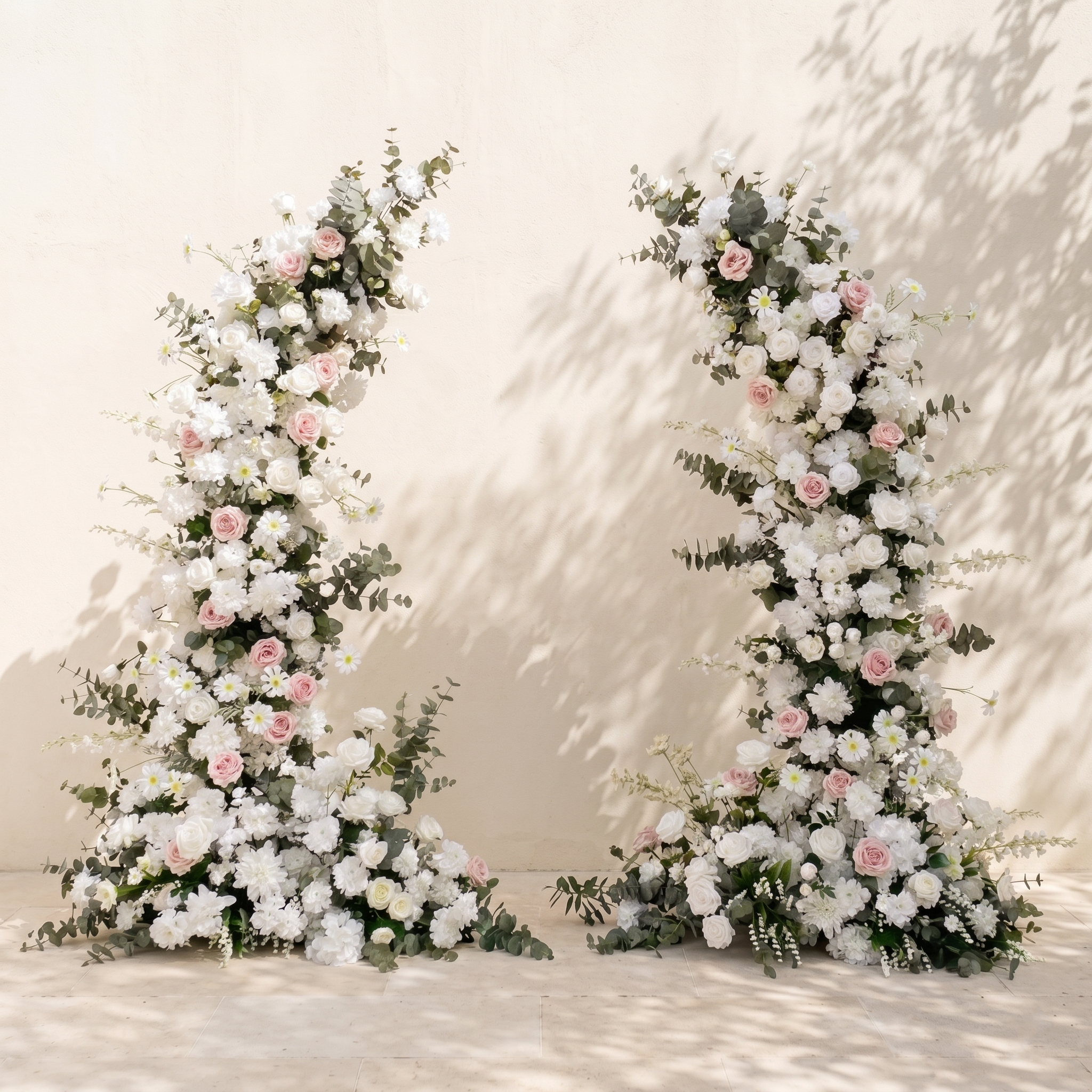 Selelle:Luxury Classic White and Pink Flower Arch with Greenery for Weddings&Event Decor Including Frame selelle front