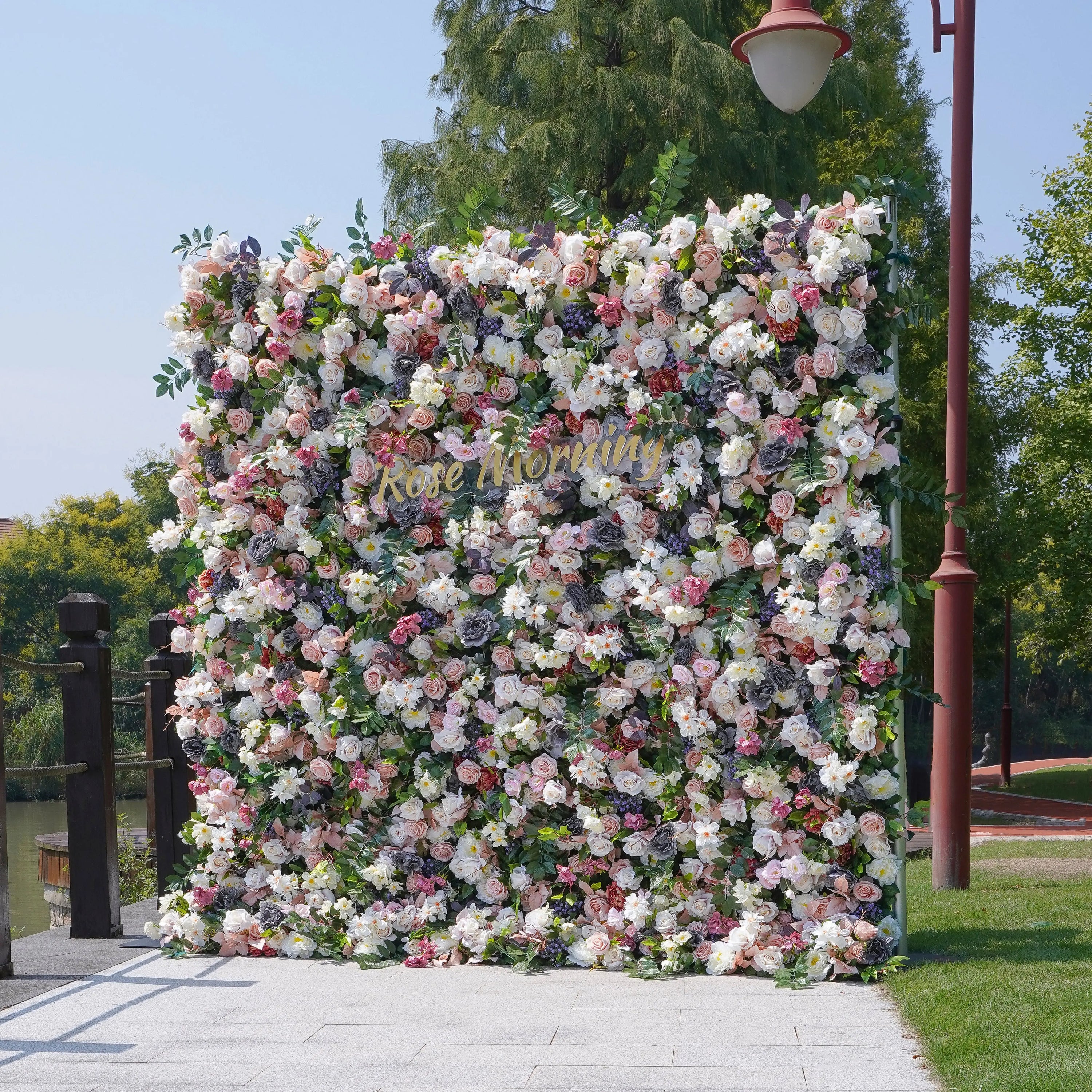 Selena:5D Fabric Artificial rolling up curtain flower wall